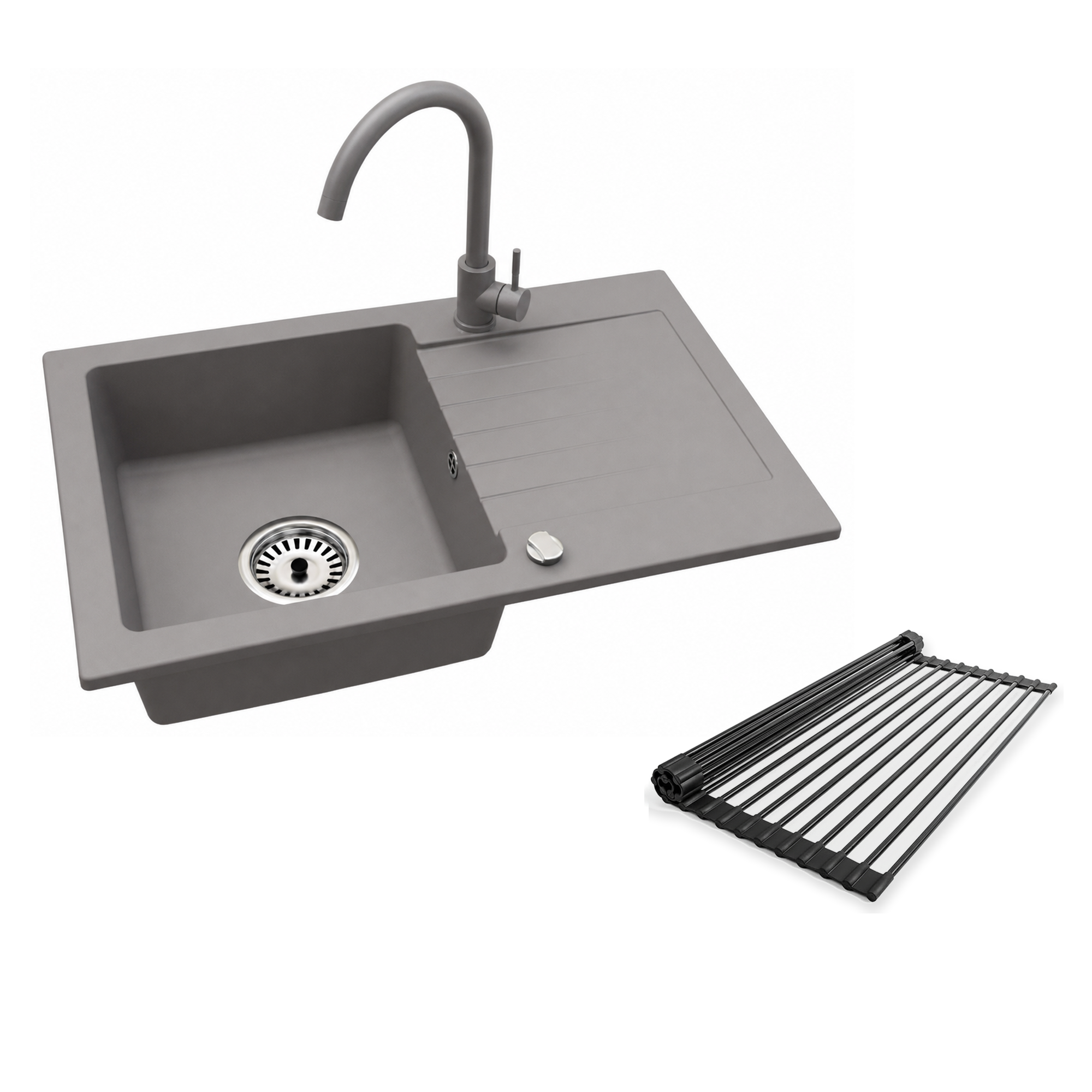 Faizee Home Alisha Granitspüle Set mit passender Armatur & Zubehör-Auswahl