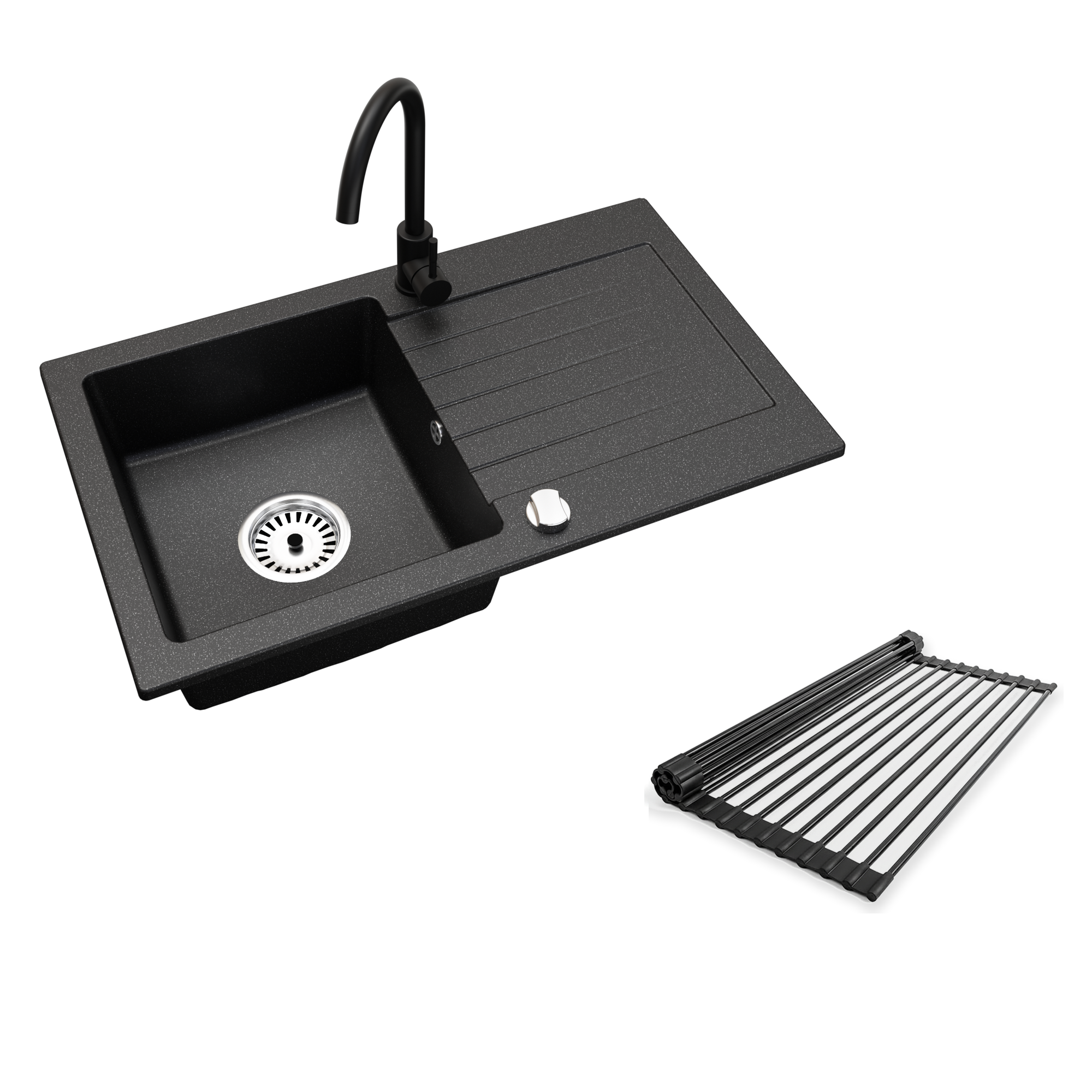 Faizee Home Alisha Granitspüle Set mit passender Armatur & Zubehör-Auswahl