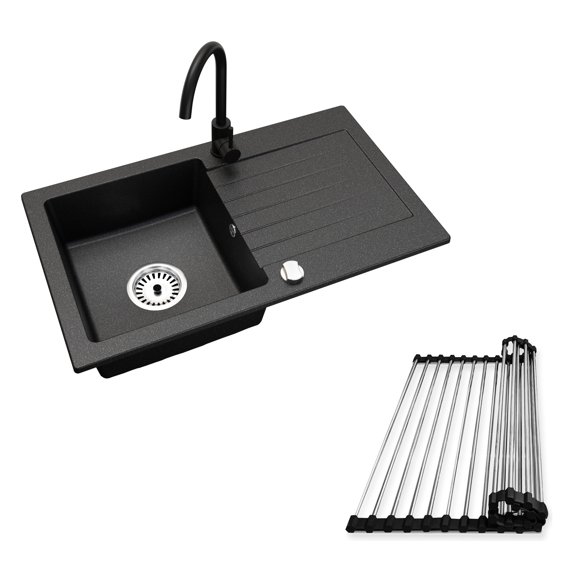 Faizee Home Alisha Granitspüle Set mit passender Armatur & Zubehör-Auswahl
