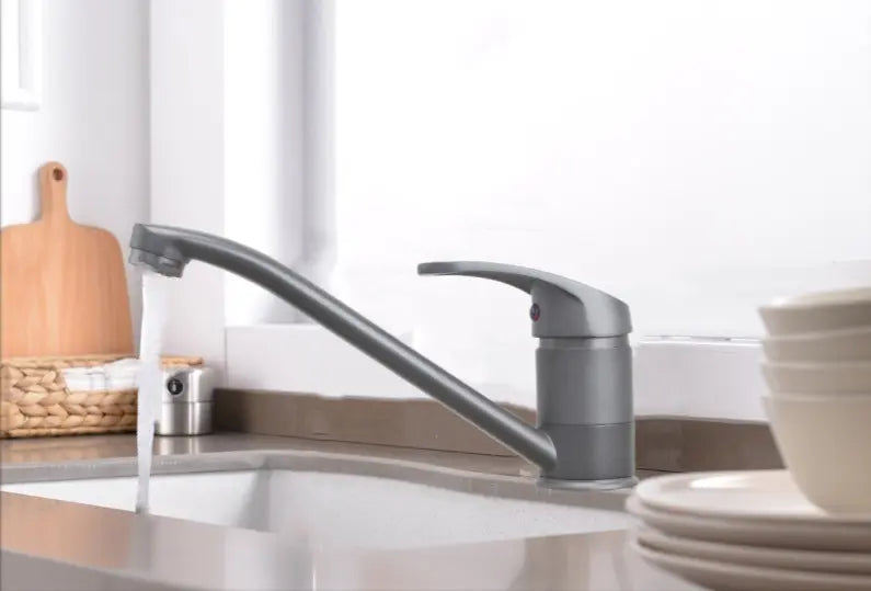 Faizee Home Küchenarmatur – Einhebelmischer mit 180° Schwenkauslauf, Keramikkartusche, Hochdruck, in Weiß, Schwarz, Chrom, Grau & Beige