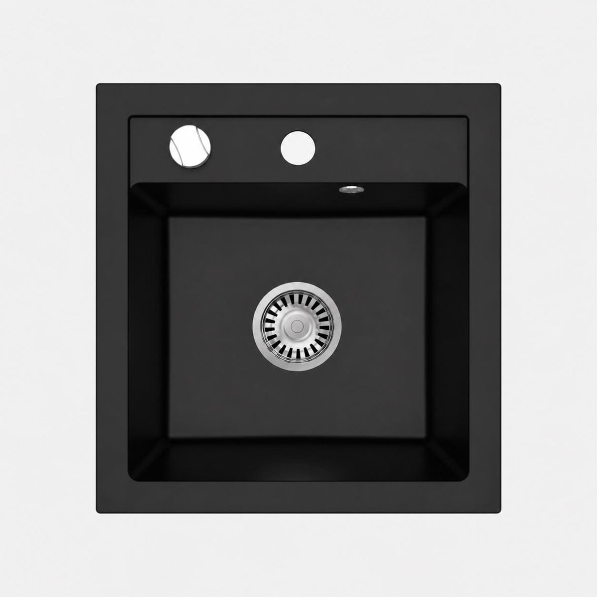 Faizee Home Granitspüle Milano 52 × 49 cm – eckige Einbauspüle inkl. Siphon & Drehexzenter