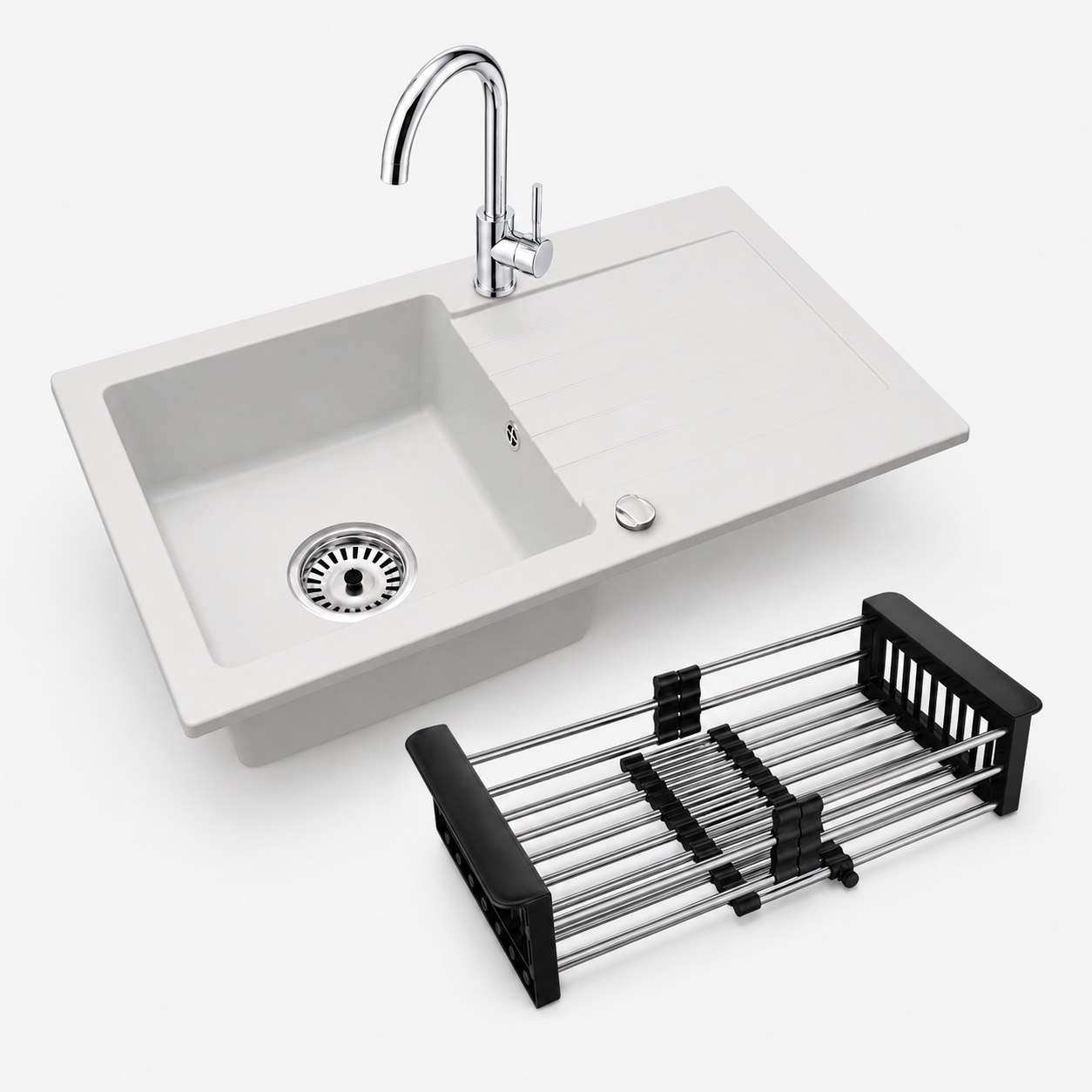 Faizee Home Alisha Granitspüle Set mit passender Armatur & Zubehör-Auswahl