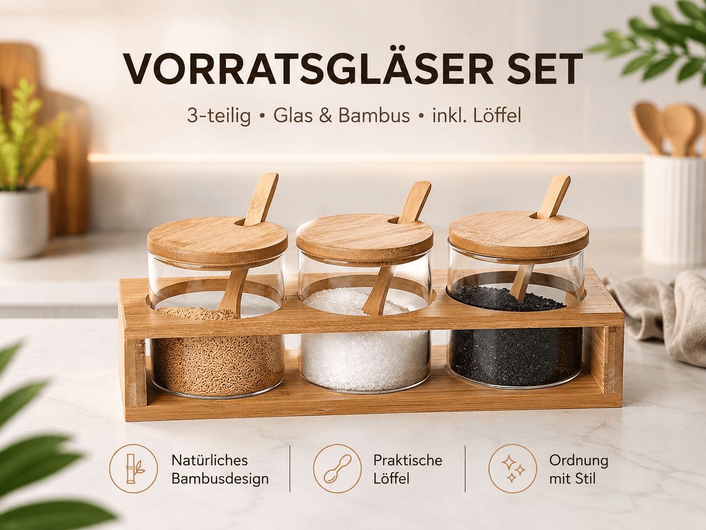 Gewürzdosen-Set aus Bambus – stilvolle Aufbewahrung für die moderne Küche