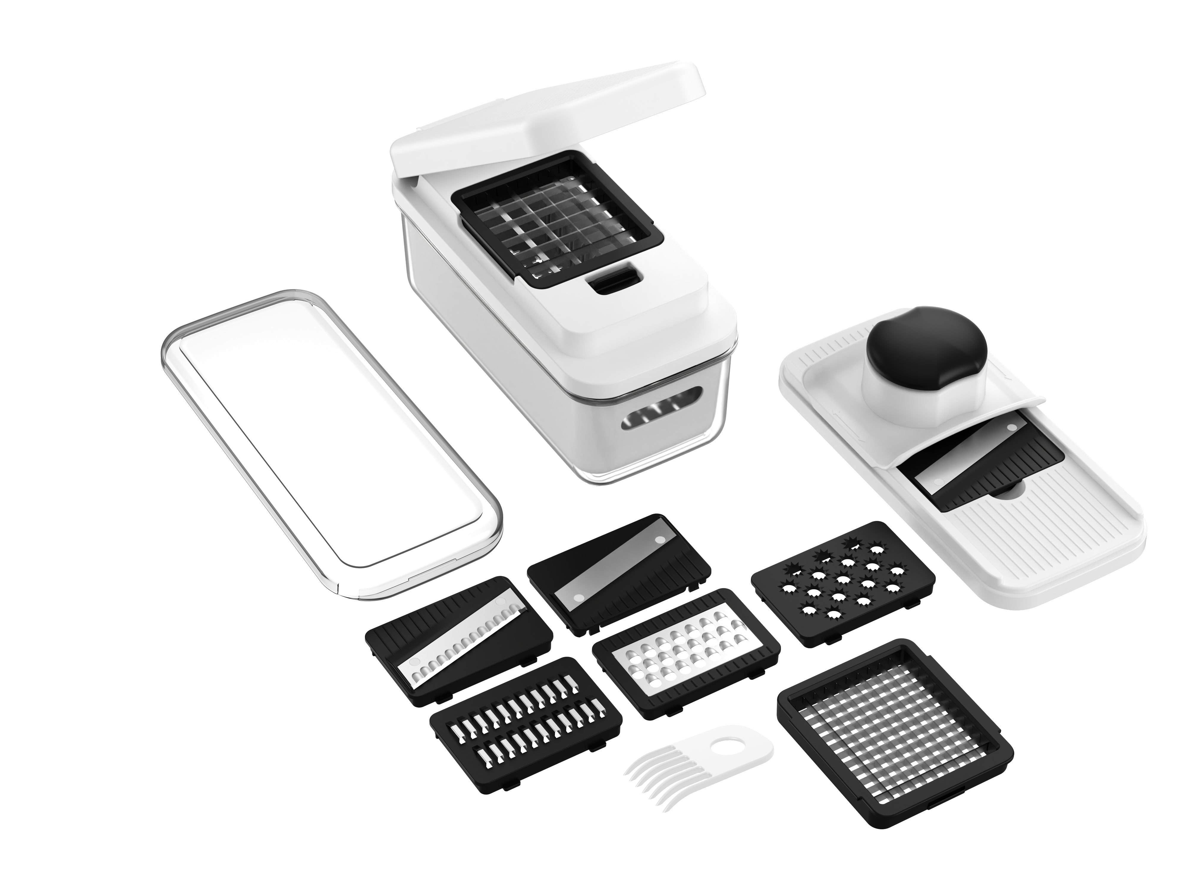 Faizee Home Prime Slice Gemüseschneider – 5 Edelstahlklingen – Schneiden, Reiben & Raspeln – Mit Auffangbehälter