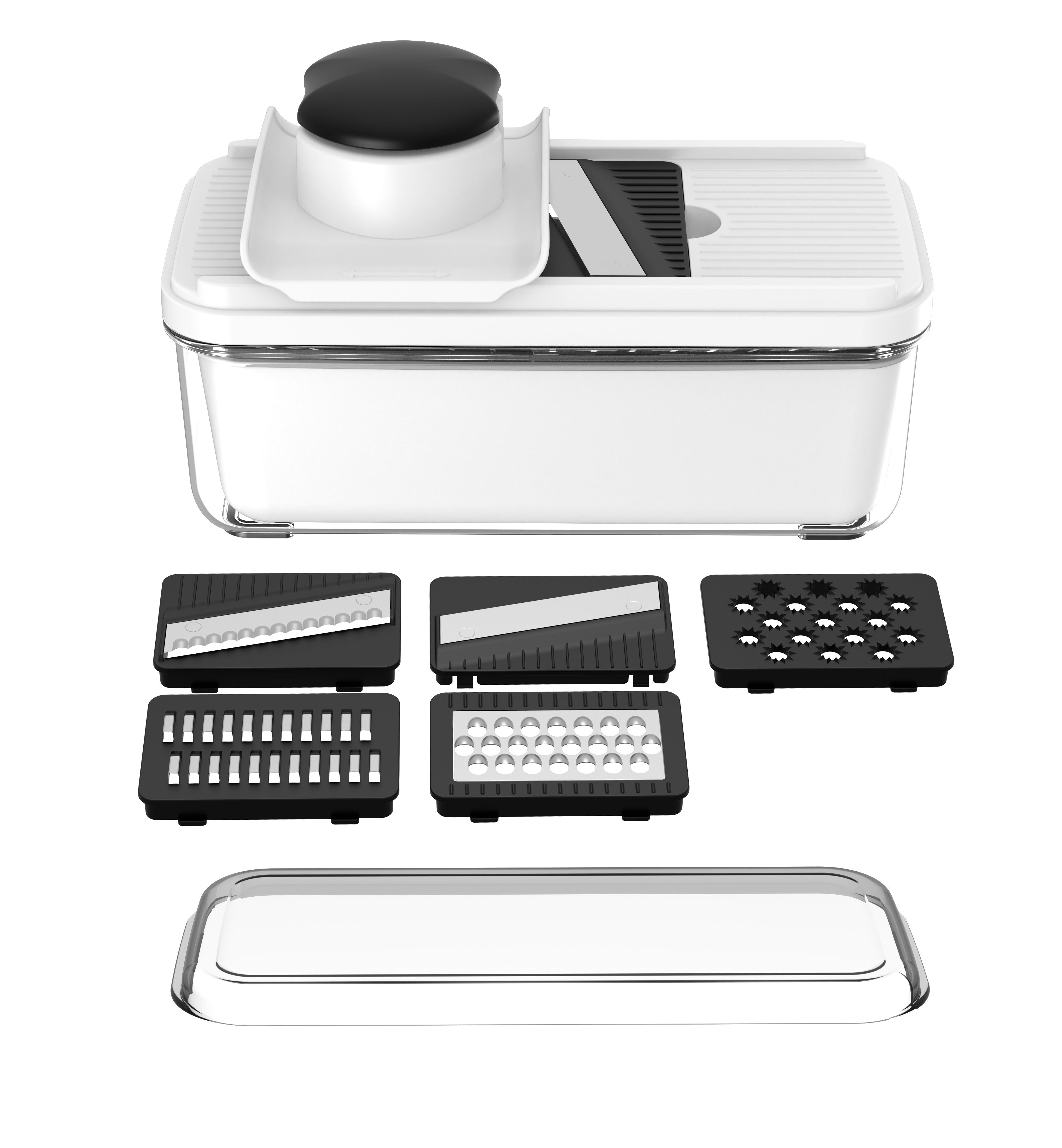 Faizee Home Prime Slice Gemüseschneider – 5 Edelstahlklingen – Schneiden, Reiben & Raspeln – Mit Auffangbehälter