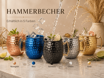Faizee Home Moscow Mule Becher 530 ml – Gehämmerte Optik – Edelstahl innen –