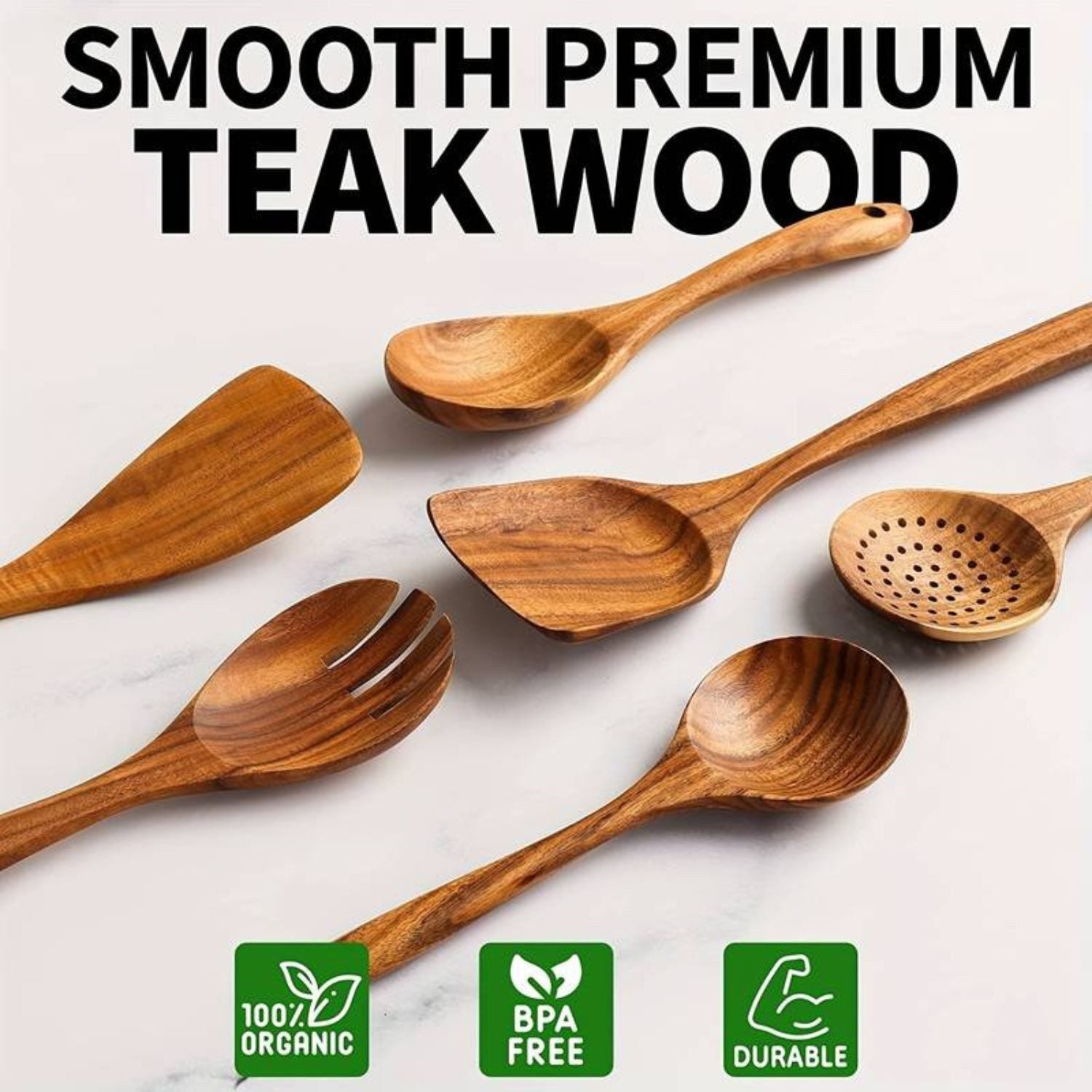 Faizee Home Holz-Kochutensilien-Set 6-teilig – Massivholz Küchenhelfer für Pfannen & Töpfe