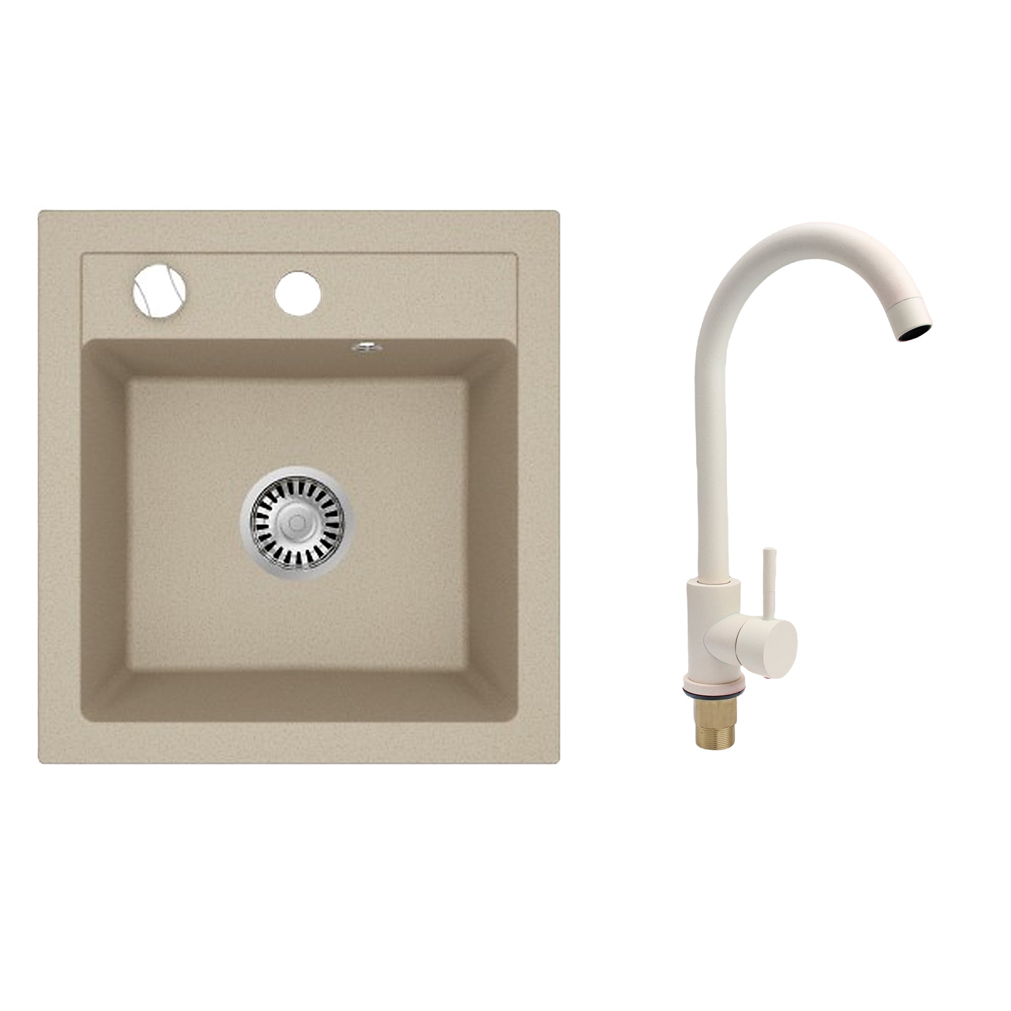 Faizee Home Granitspüle Milano 52 × 49 cm mit wählbarer Armatur