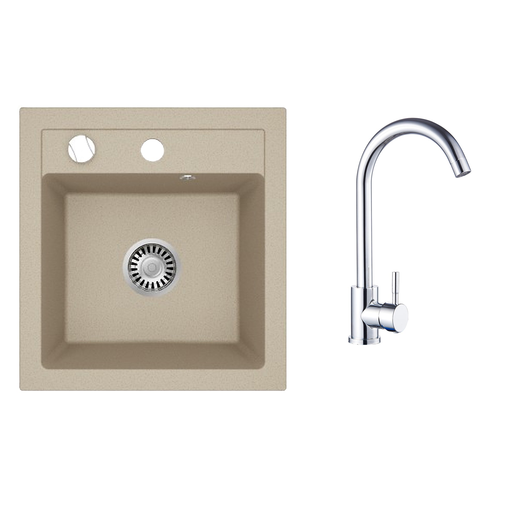 Faizee Home Granitspüle Milano 52 × 49 cm mit wählbarer Armatur