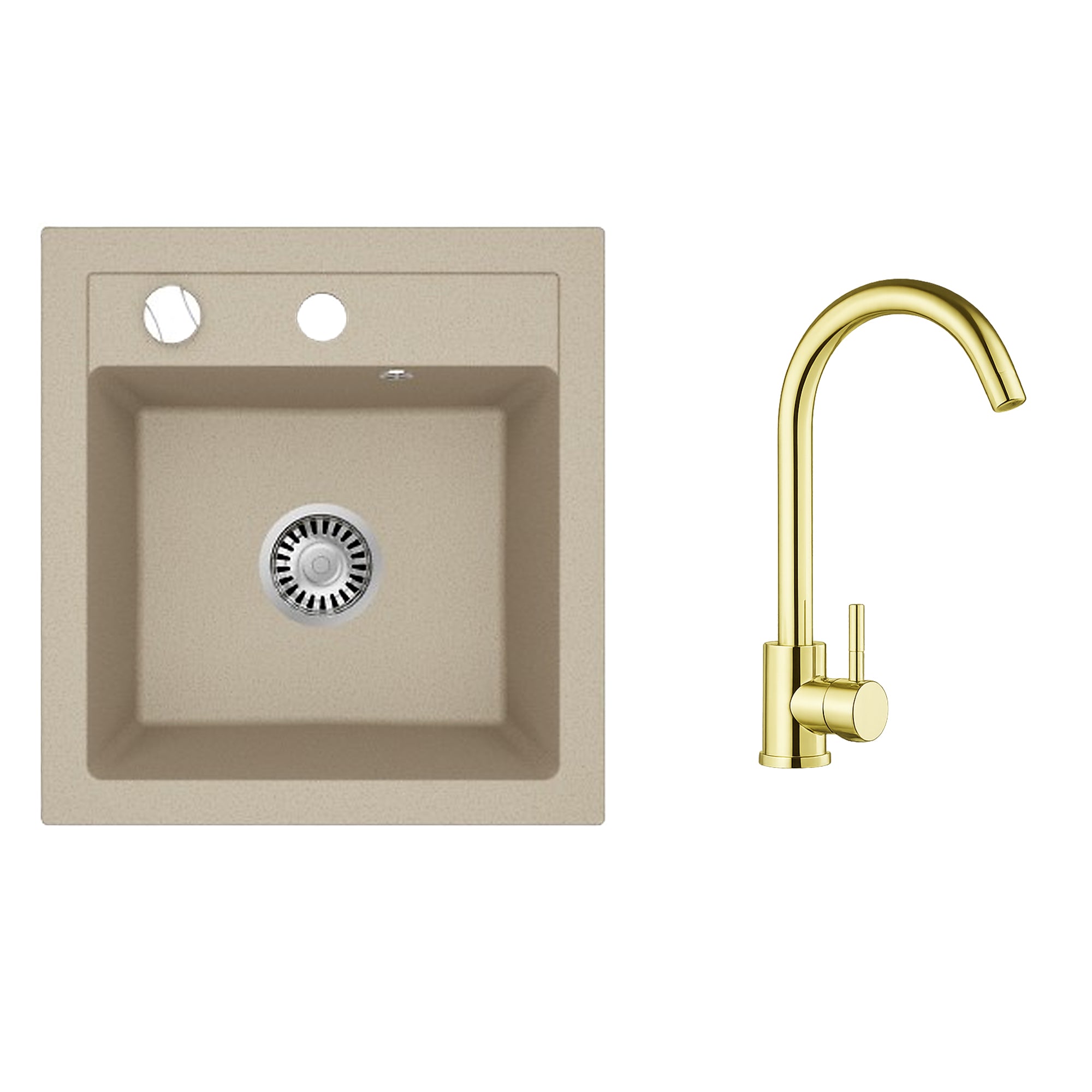Faizee Home Granitspüle Milano 52 × 49 cm mit wählbarer Armatur