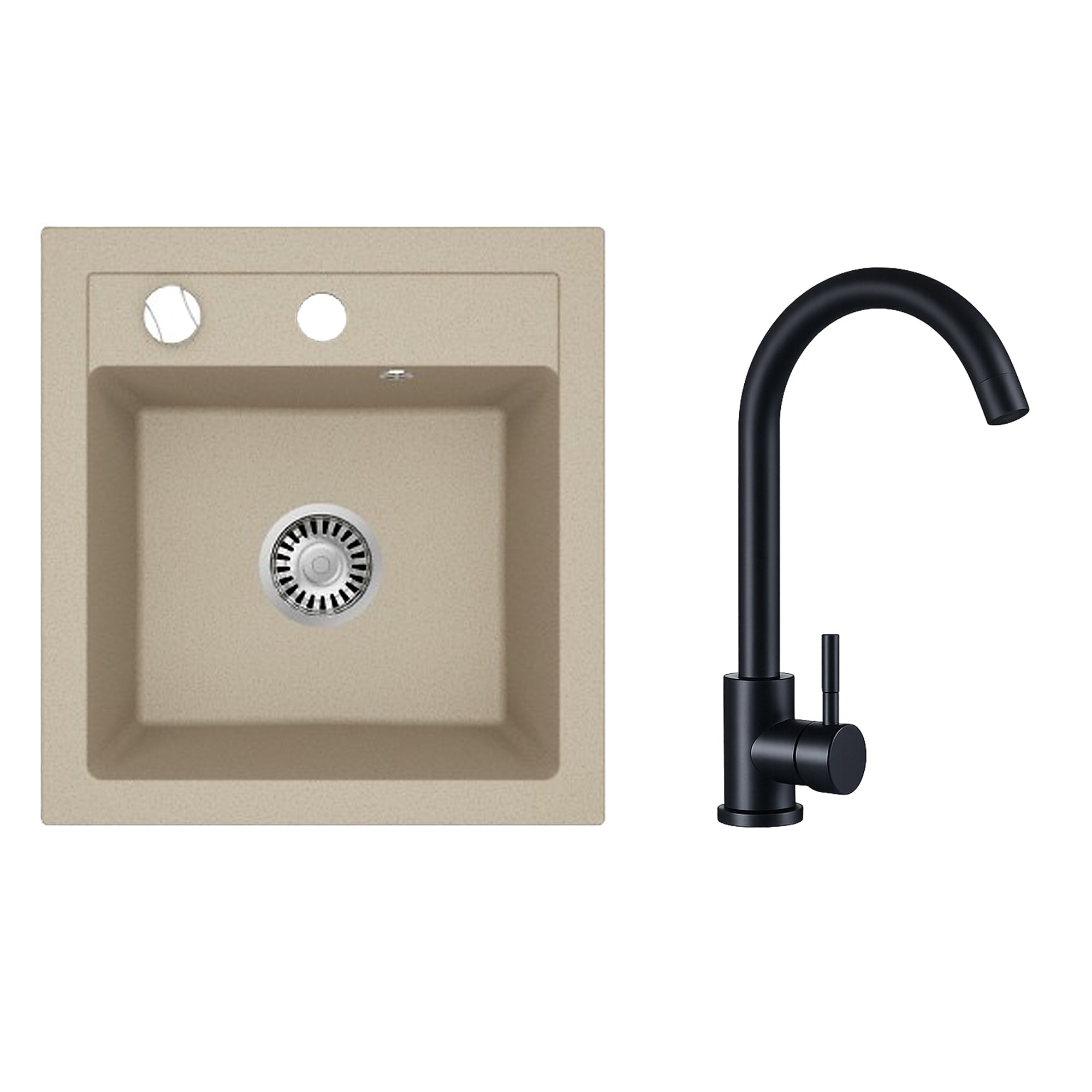 Faizee Home Granitspüle Milano 52 × 49 cm mit wählbarer Armatur