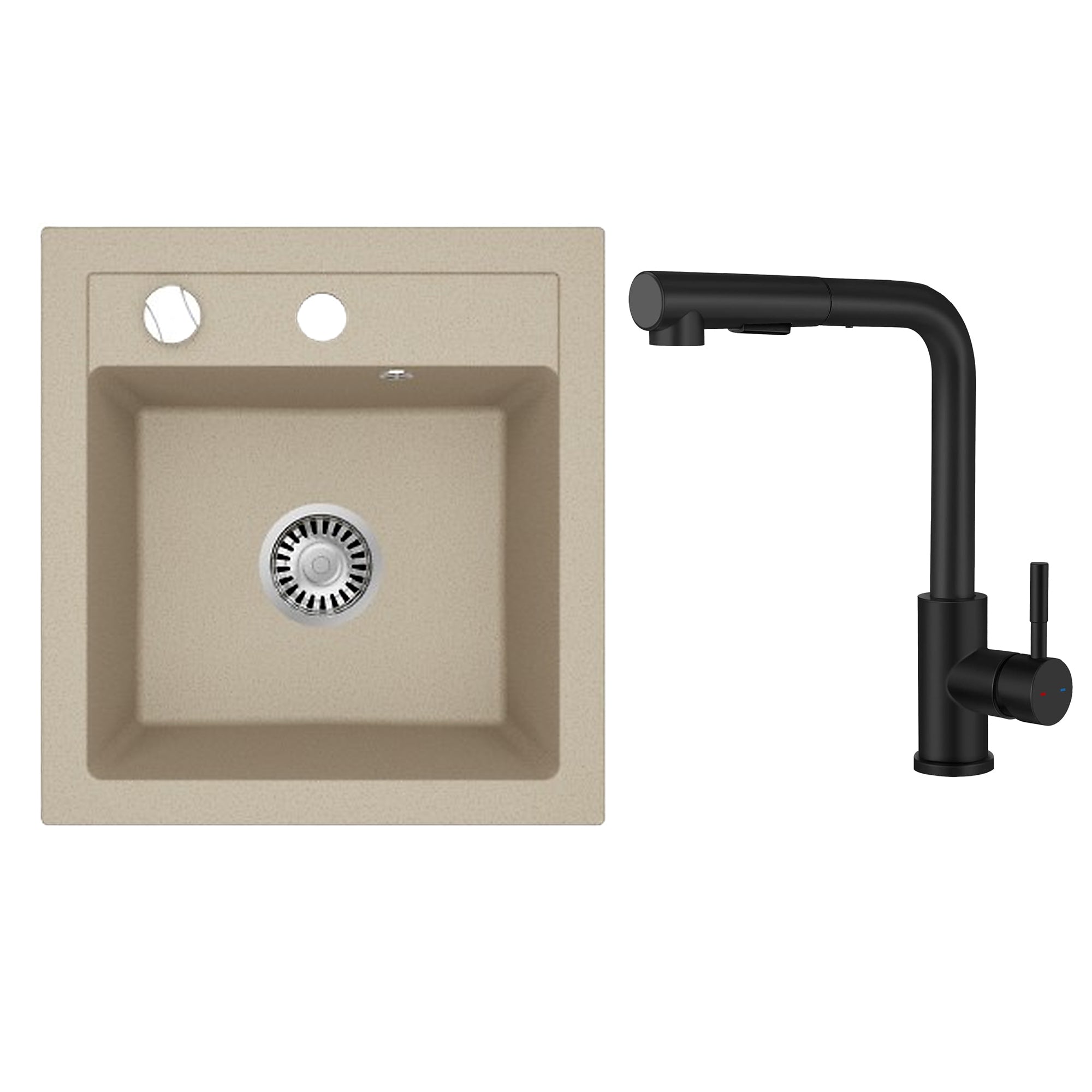 Faizee Home Granitspüle Milano 52 × 49 cm mit wählbarer Armatur