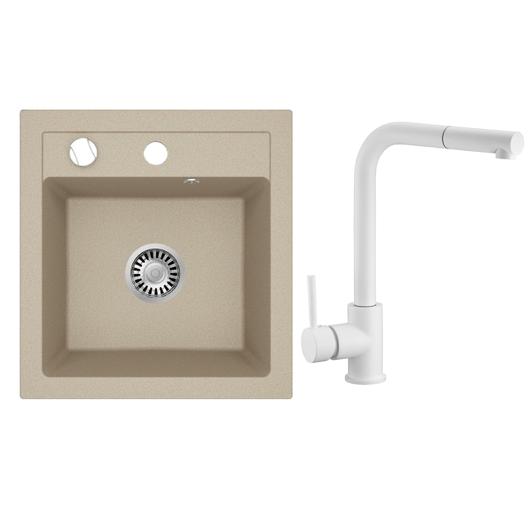 Faizee Home Granitspüle Milano 52 × 49 cm mit wählbarer Armatur
