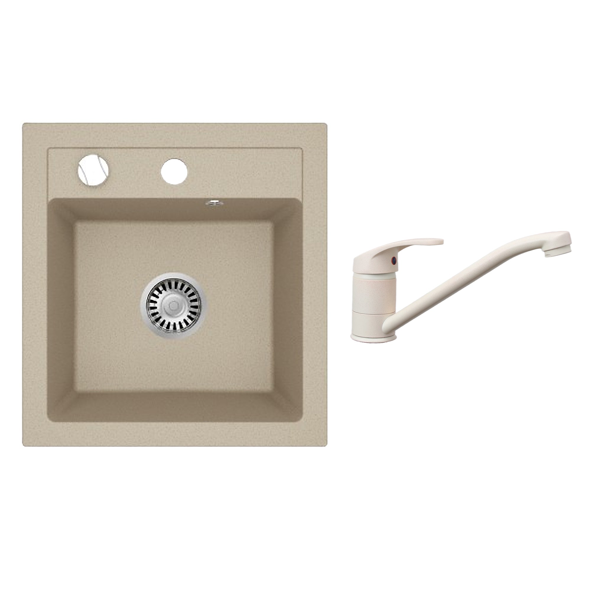 Faizee Home Granitspüle Milano 52 × 49 cm mit wählbarer Armatur