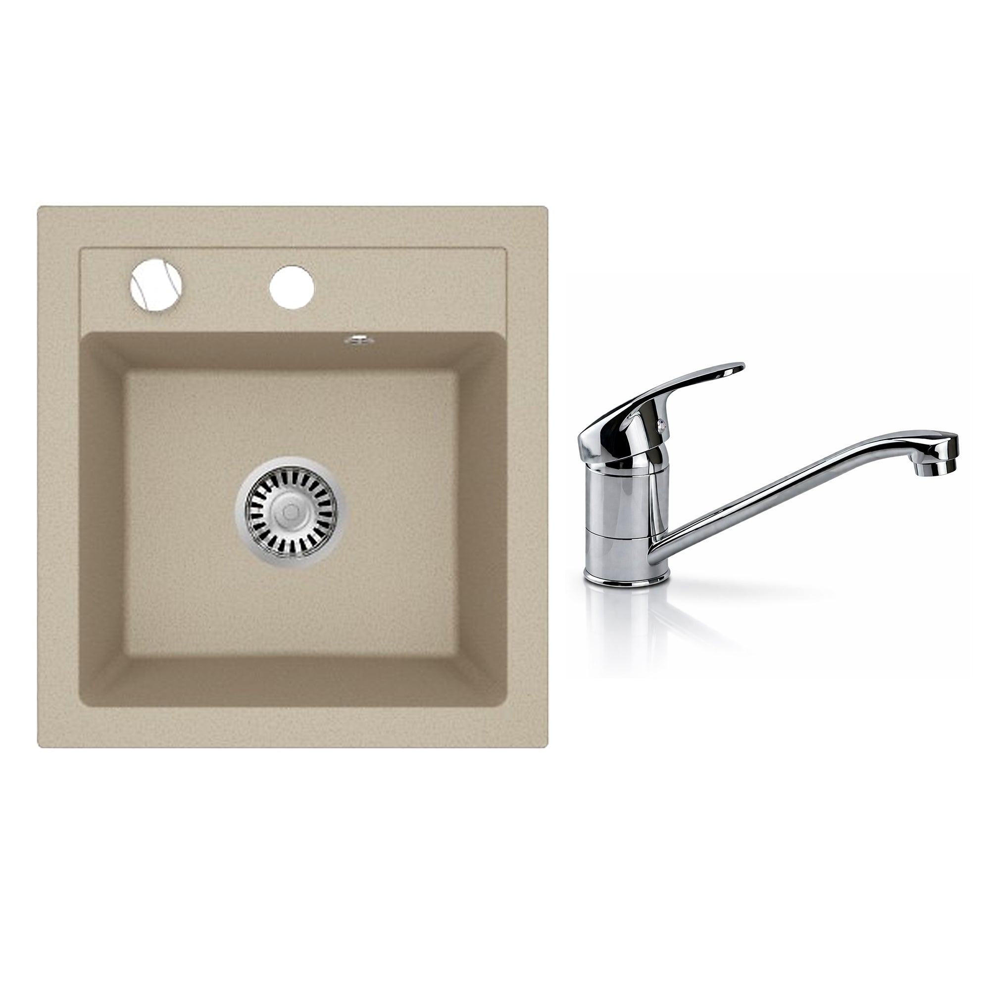 Faizee Home Granitspüle Milano 52 × 49 cm mit wählbarer Armatur