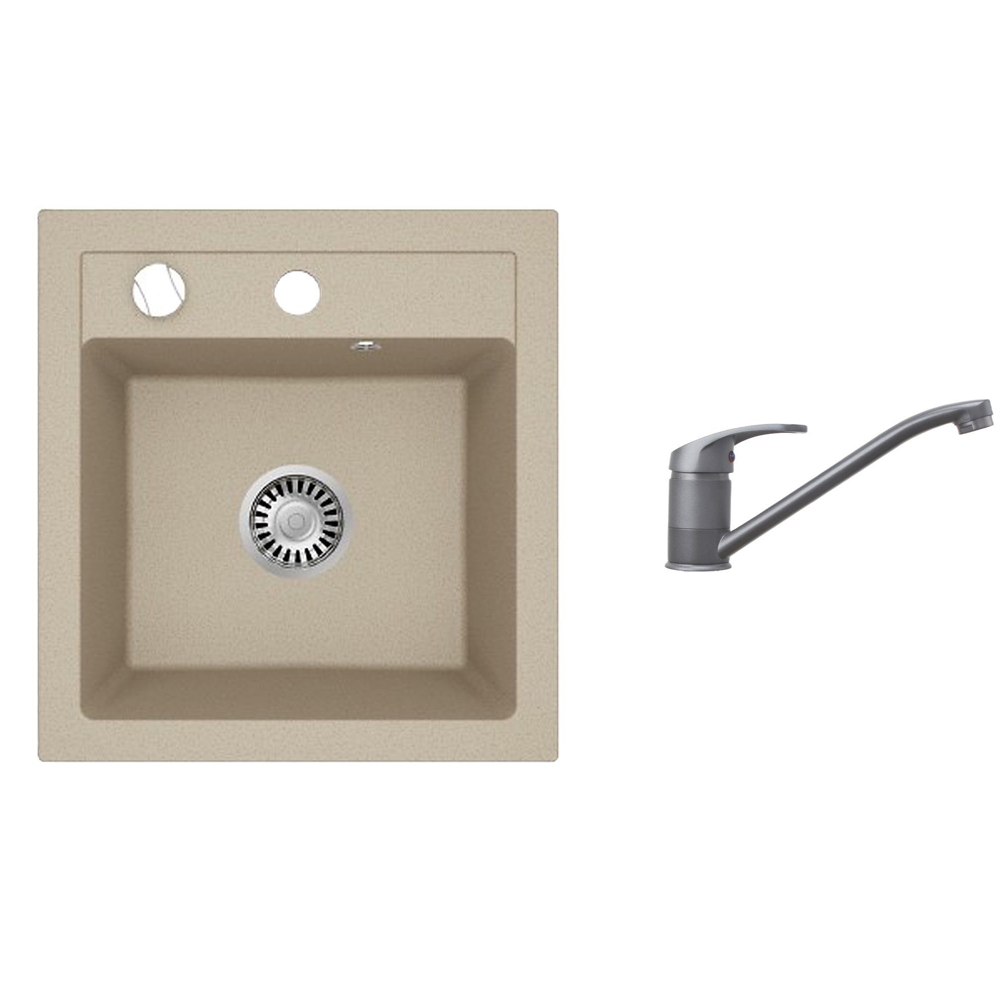 Faizee Home Granitspüle Milano 52 × 49 cm mit wählbarer Armatur