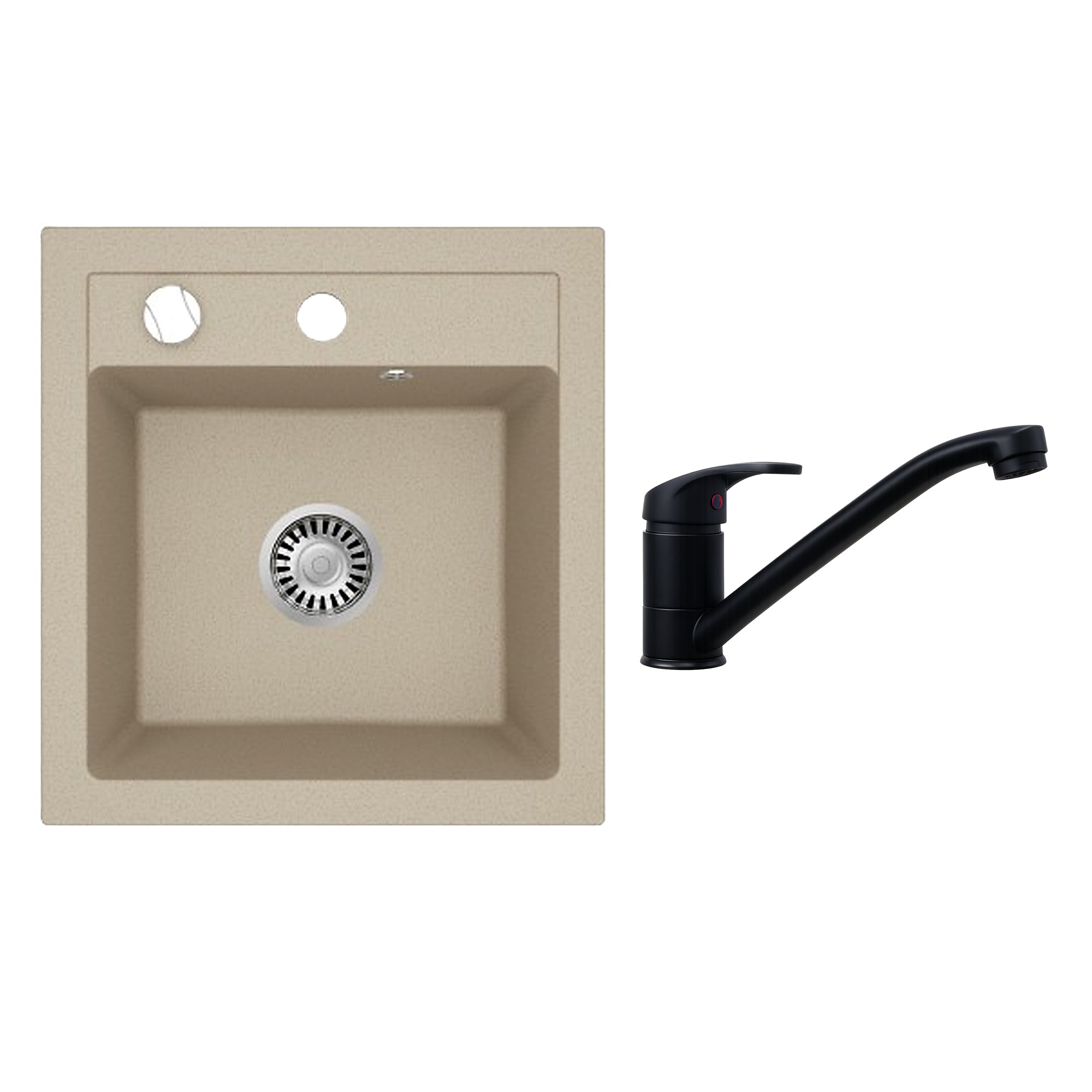 Faizee Home Granitspüle Milano 52 × 49 cm mit wählbarer Armatur