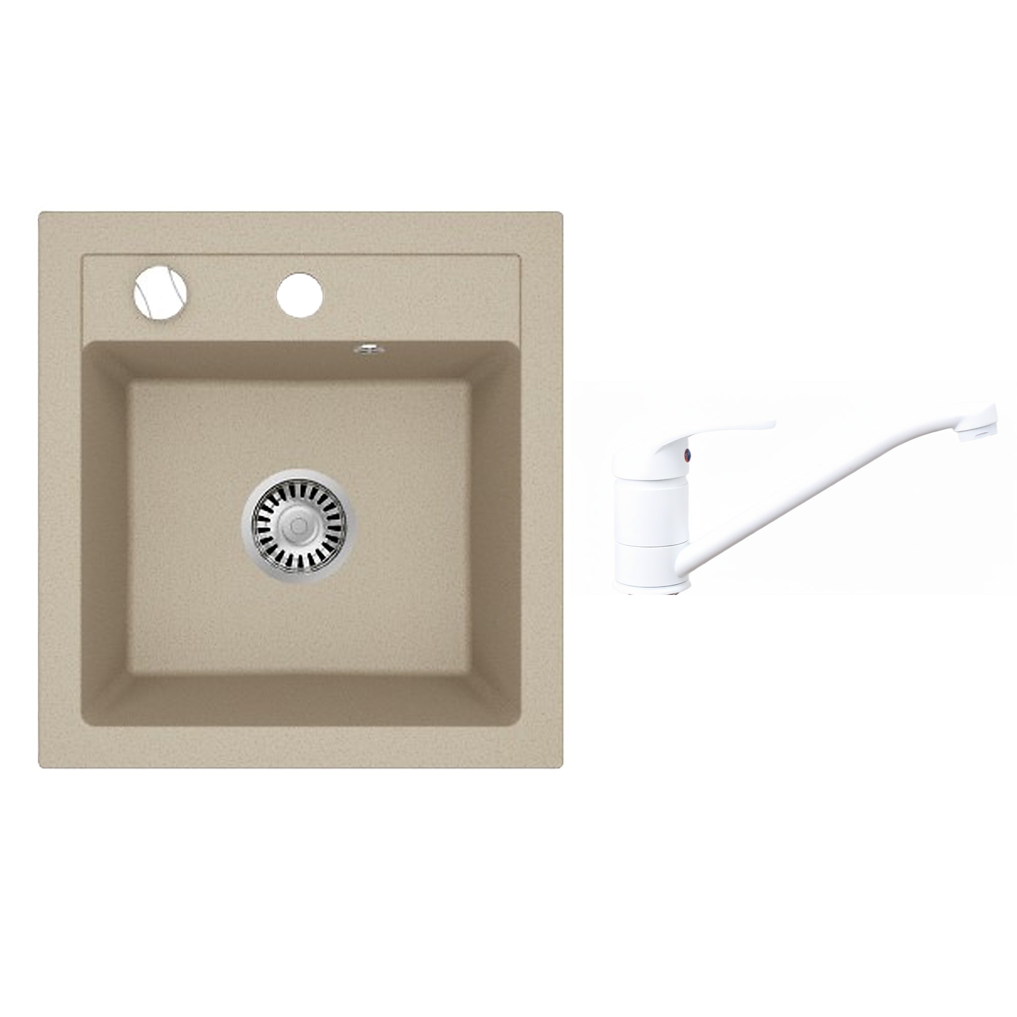 Faizee Home Granitspüle Milano 52 × 49 cm mit wählbarer Armatur