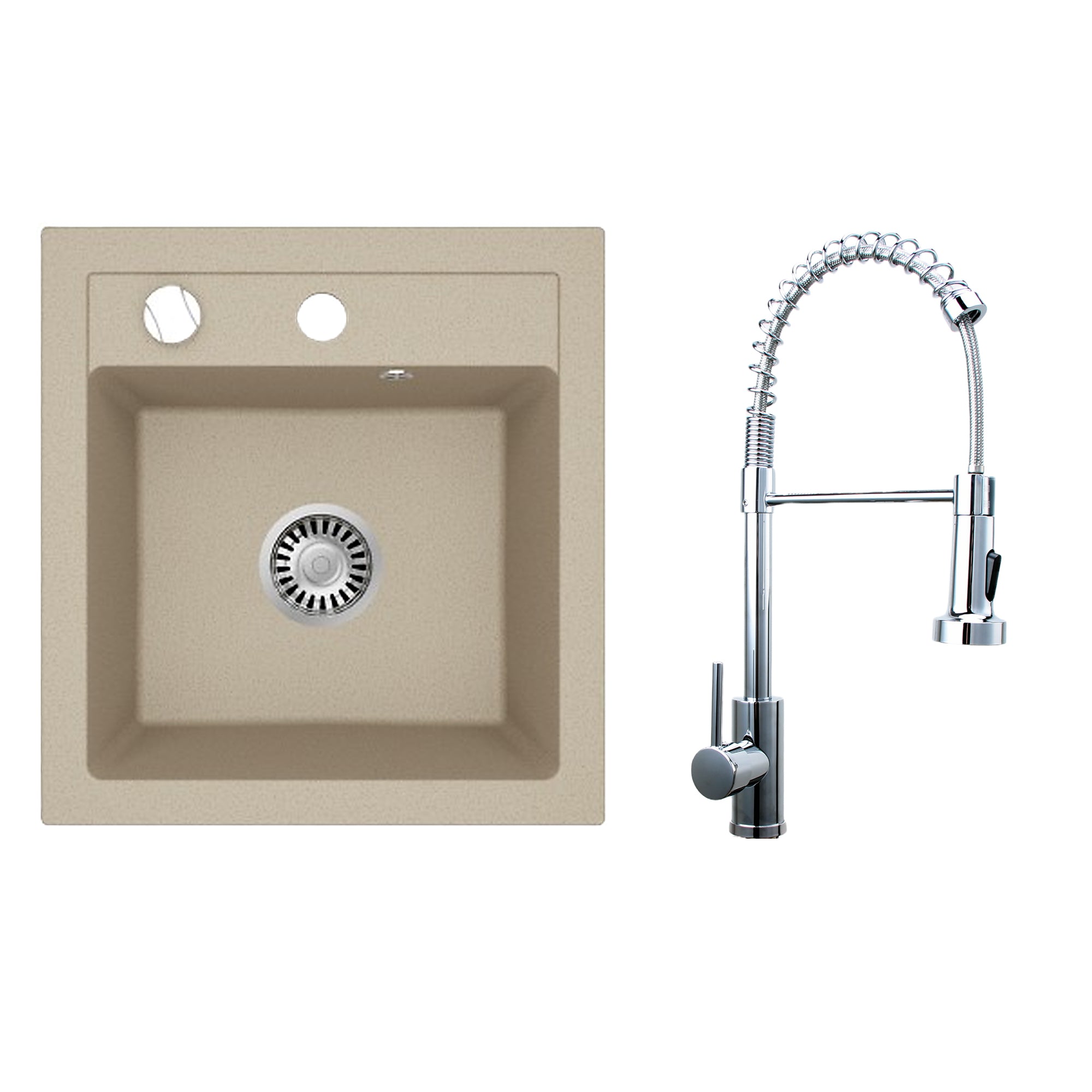 Faizee Home Granitspüle Milano 52 × 49 cm mit wählbarer Armatur