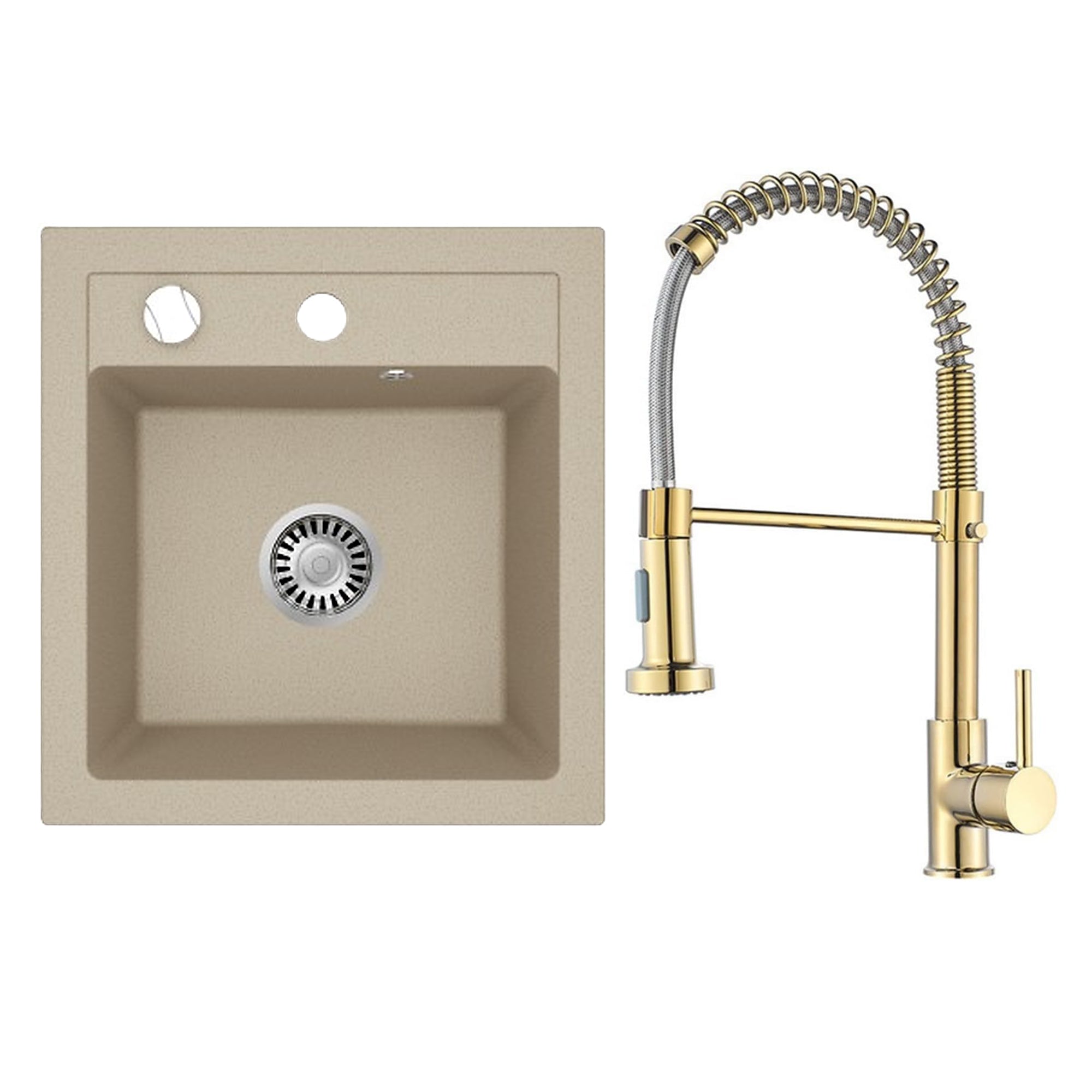 Faizee Home Granitspüle Milano 52 × 49 cm mit wählbarer Armatur