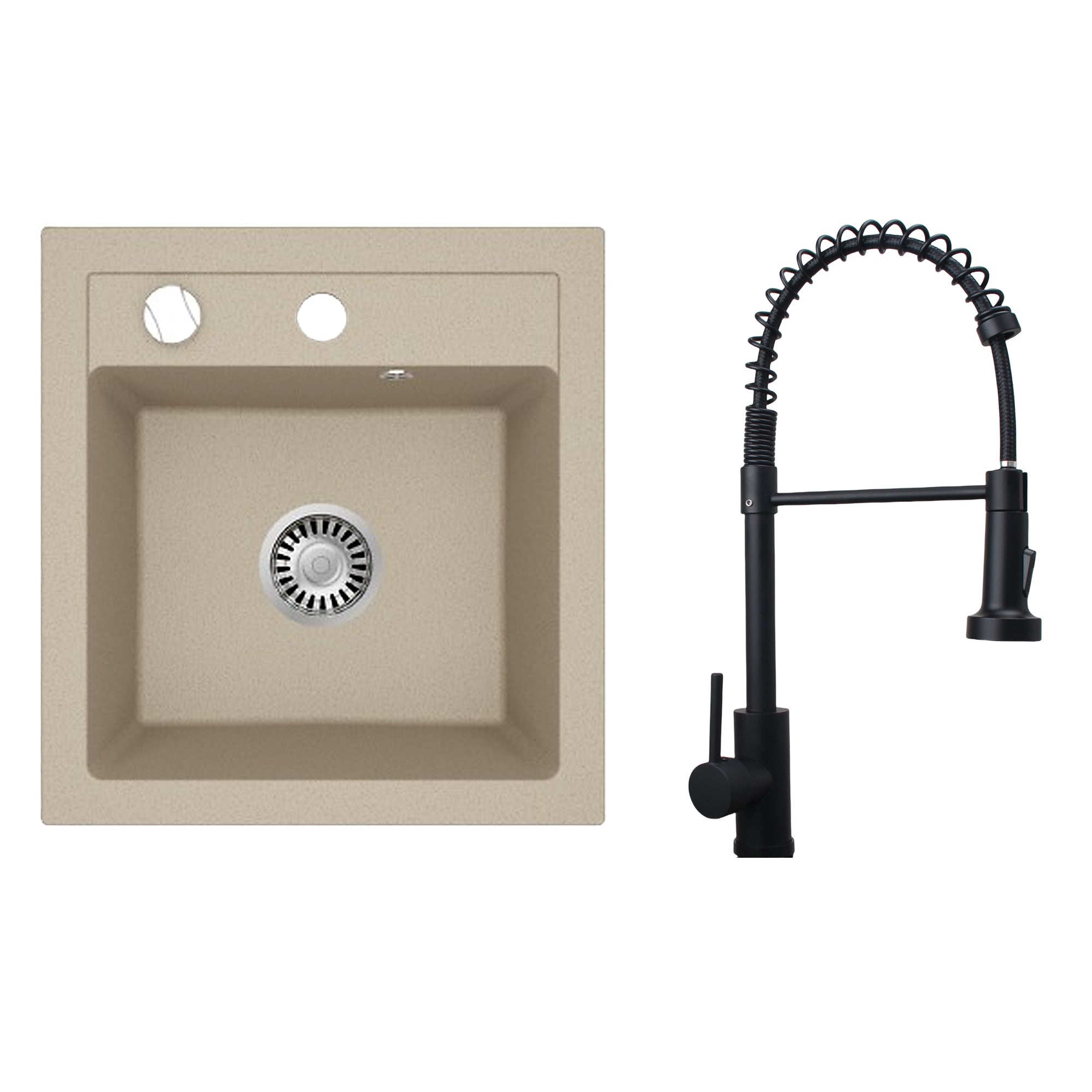 Faizee Home Granitspüle Milano 52 × 49 cm mit wählbarer Armatur