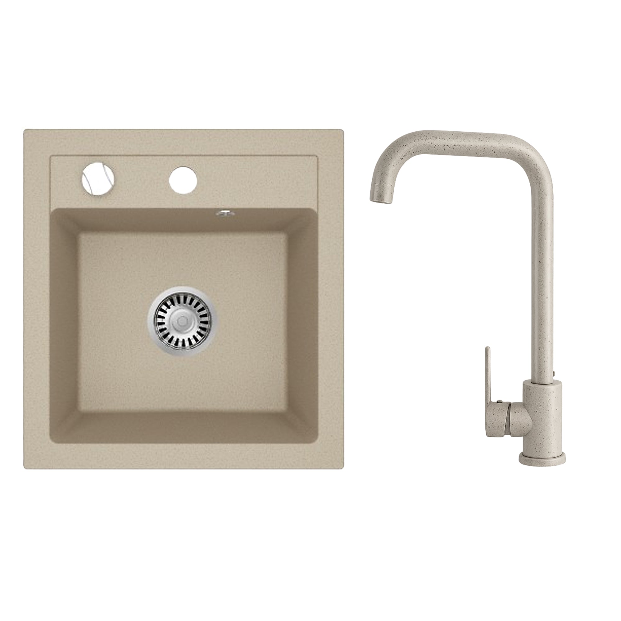 Faizee Home Granitspüle Milano 52 × 49 cm mit wählbarer Armatur