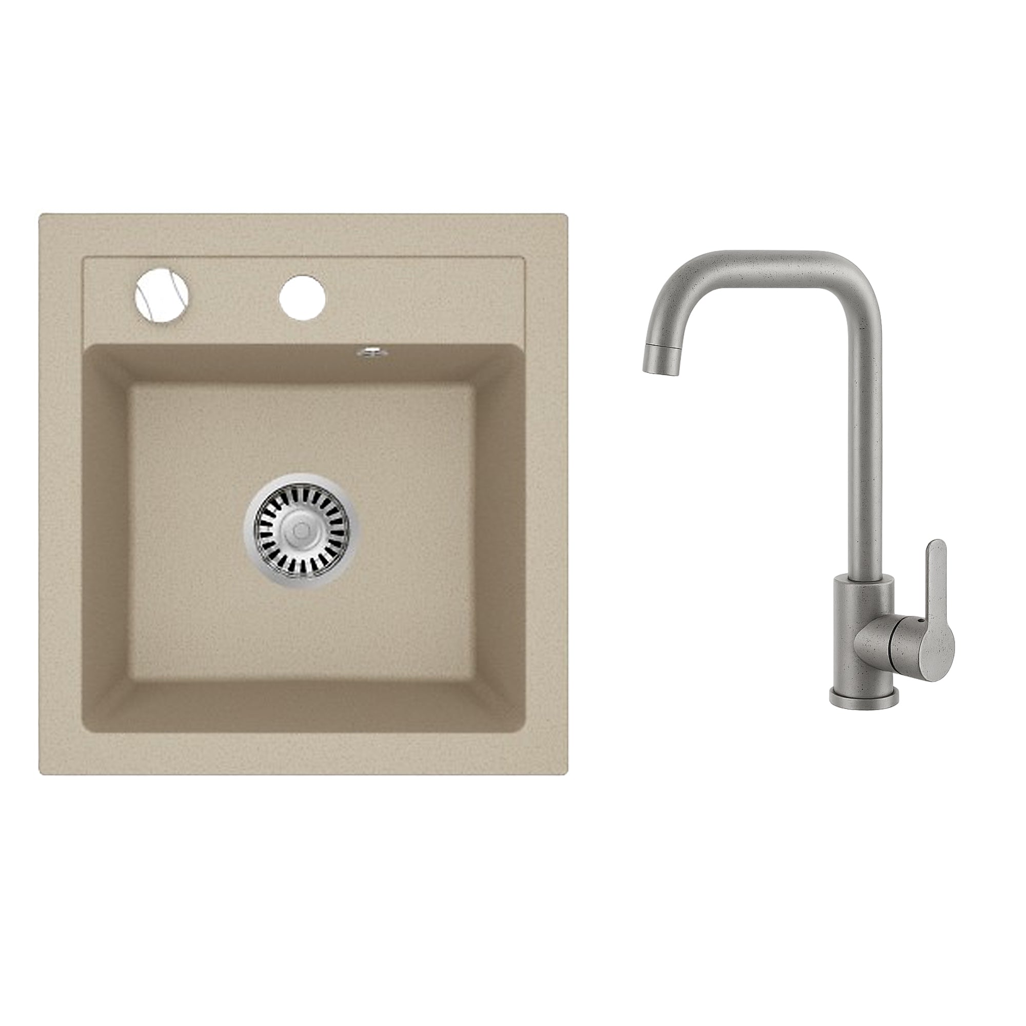 Faizee Home Granitspüle Milano 52 × 49 cm mit wählbarer Armatur