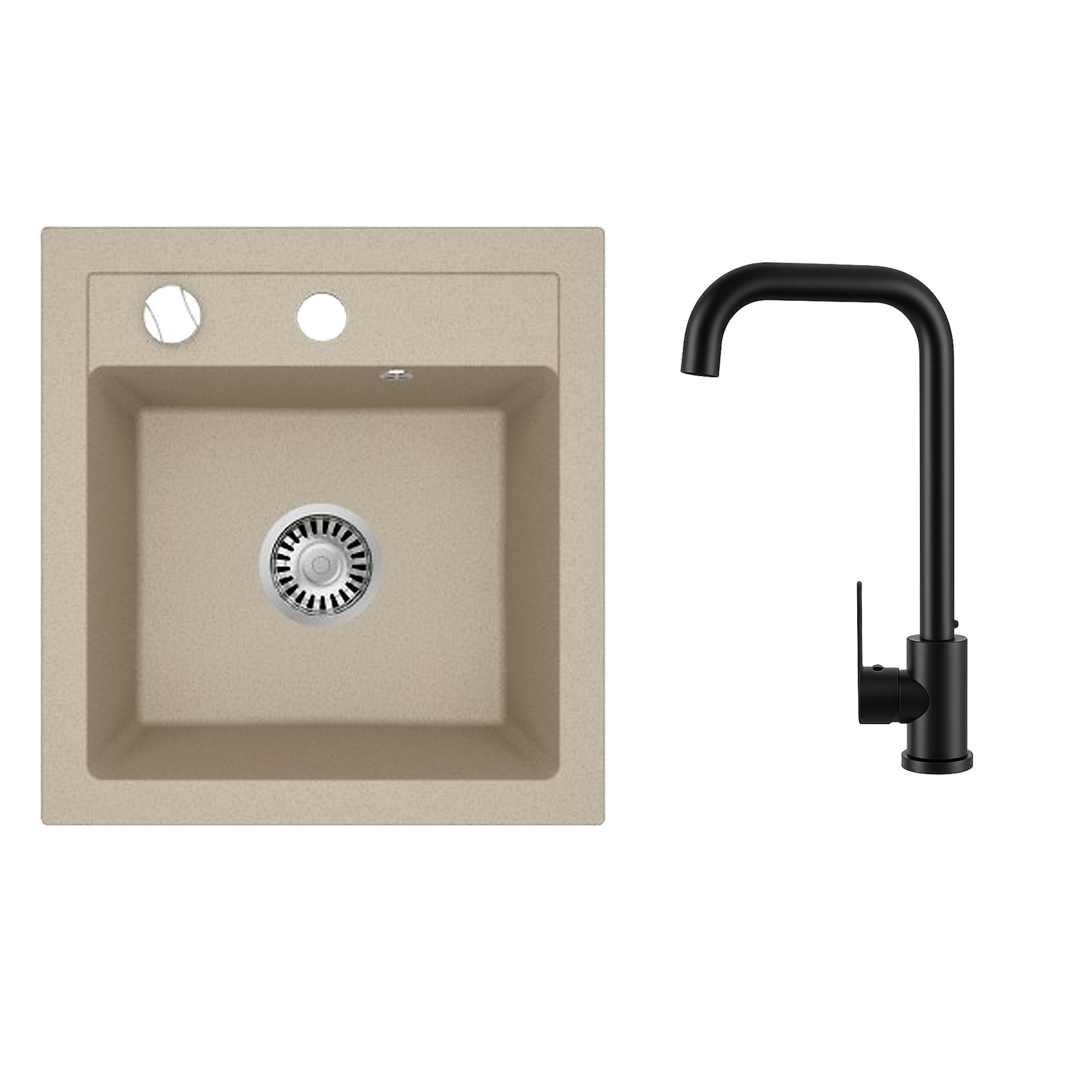 Faizee Home Granitspüle Milano 52 × 49 cm mit wählbarer Armatur