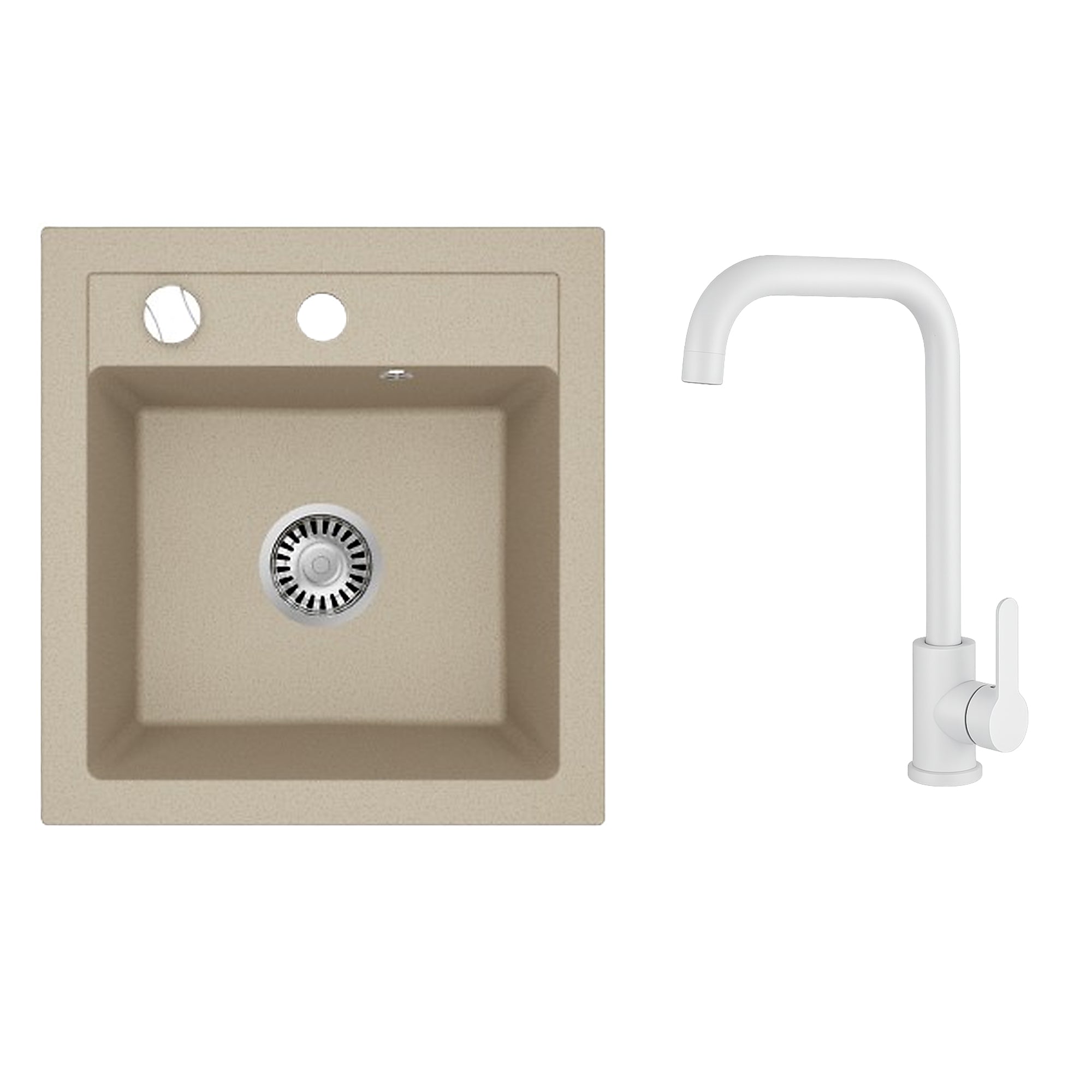 Faizee Home Granitspüle Milano 52 × 49 cm mit wählbarer Armatur