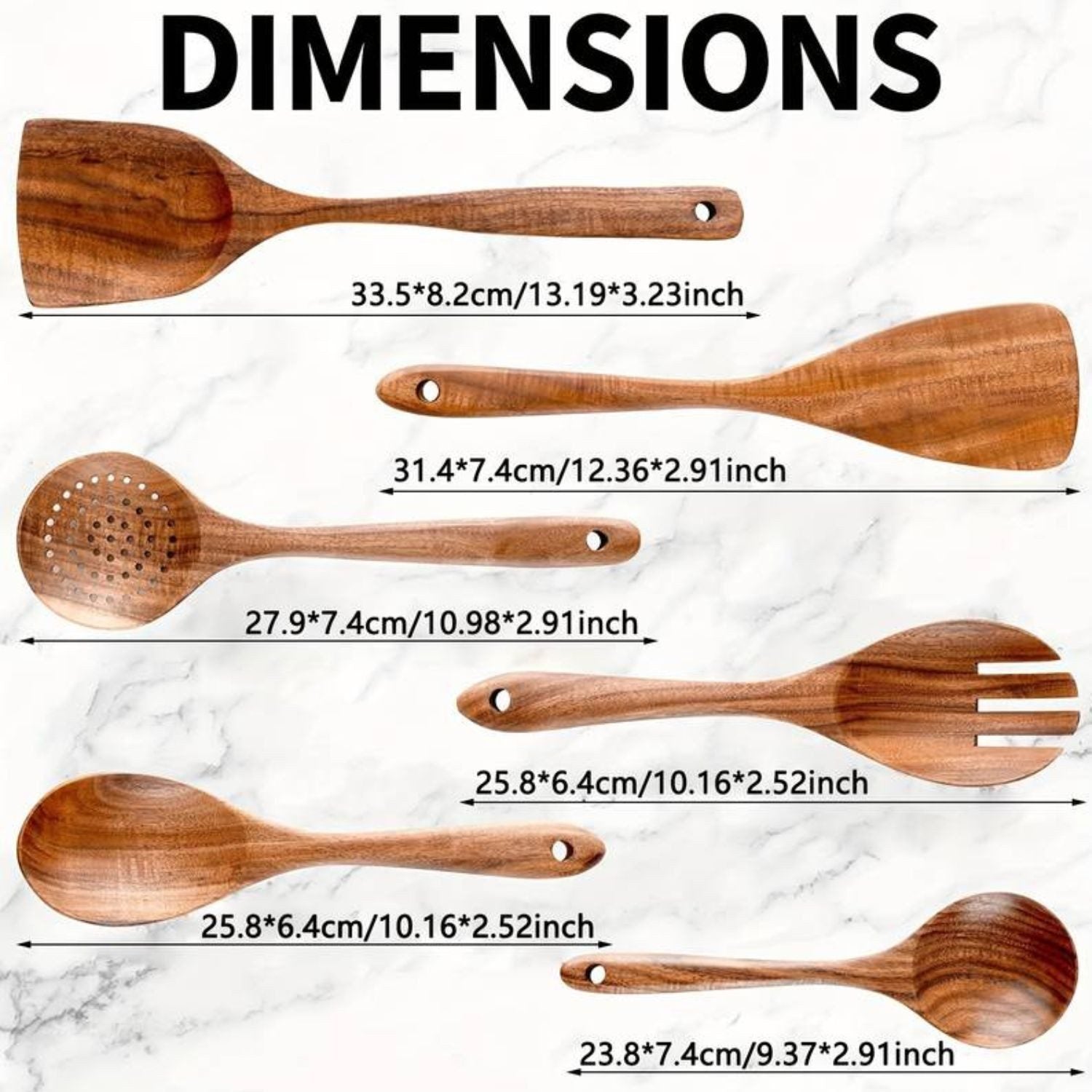 Faizee Home Holz-Kochutensilien-Set 6-teilig – Massivholz Küchenhelfer für Pfannen & Töpfe