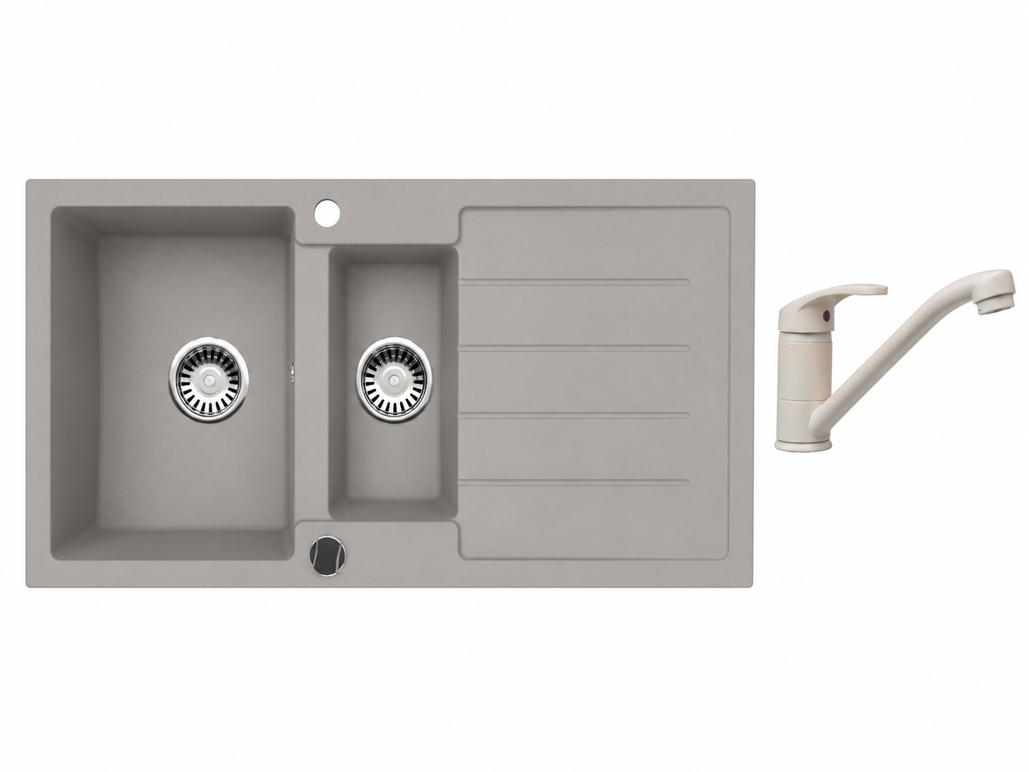Faizee Home Granitspüle 100 × 50 cm mit 1,5 Becken – inkl. wählbarer Armatur & Siphon-Set