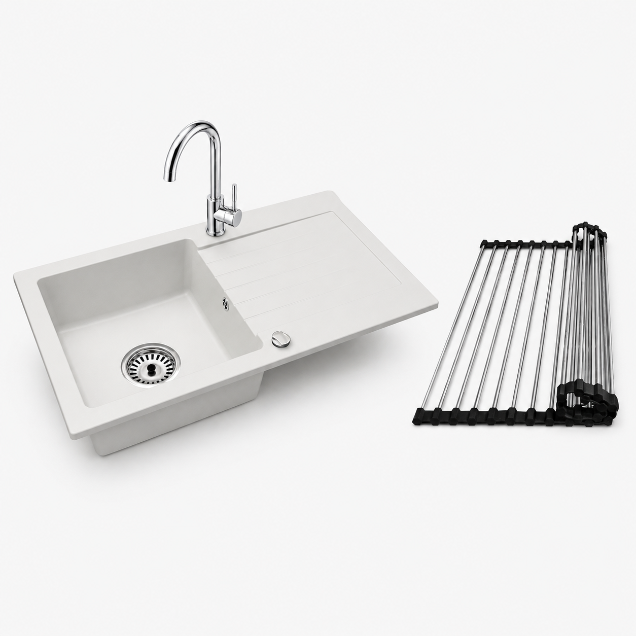 Faizee Home Alisha Granitspüle Set mit passender Armatur & Zubehör-Auswahl
