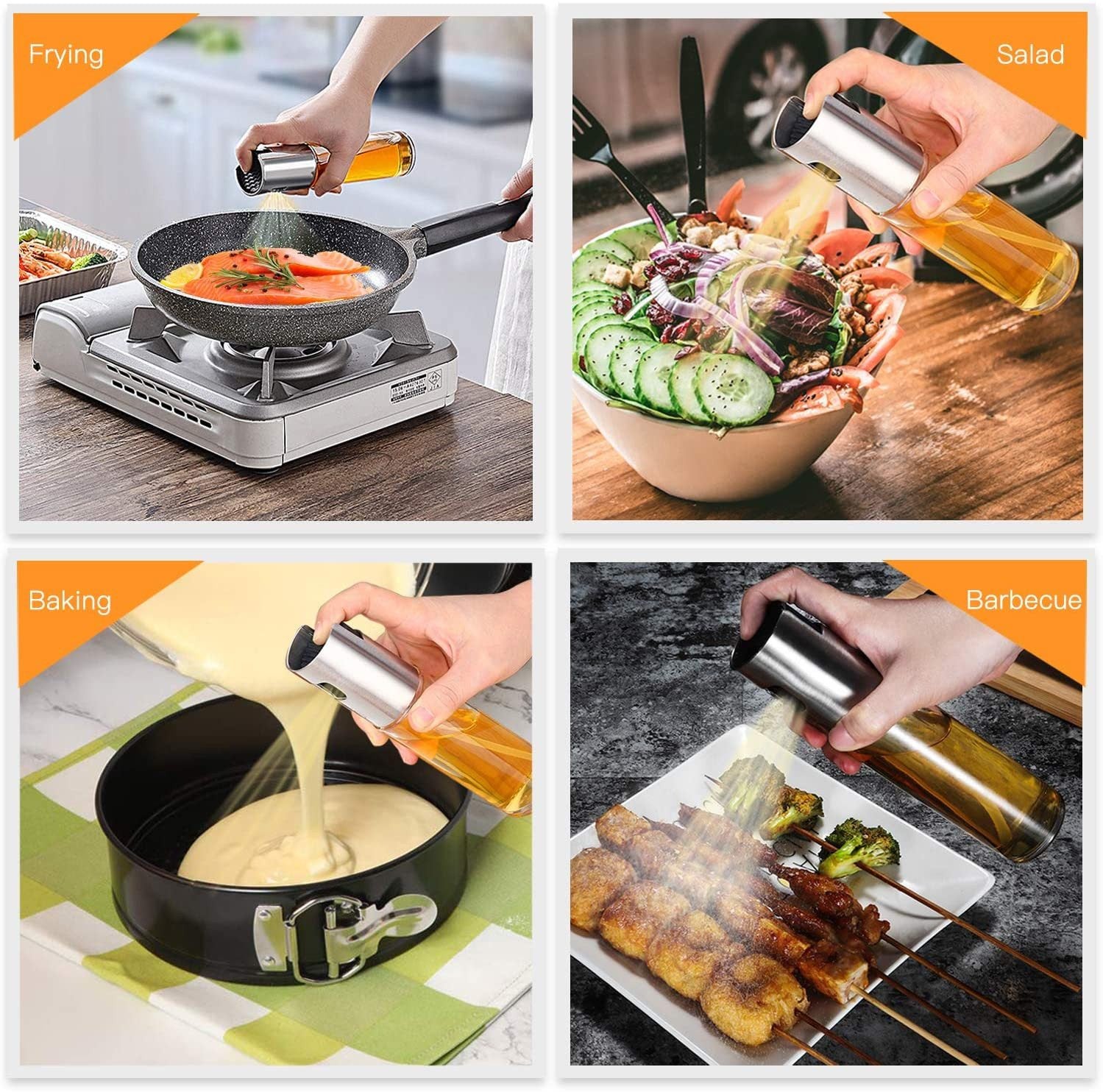 Faizee Home Ölsprüher 100 ml – Glas & Edelstahl – Für Öl, Essig, Airfryer, Grill & Salat