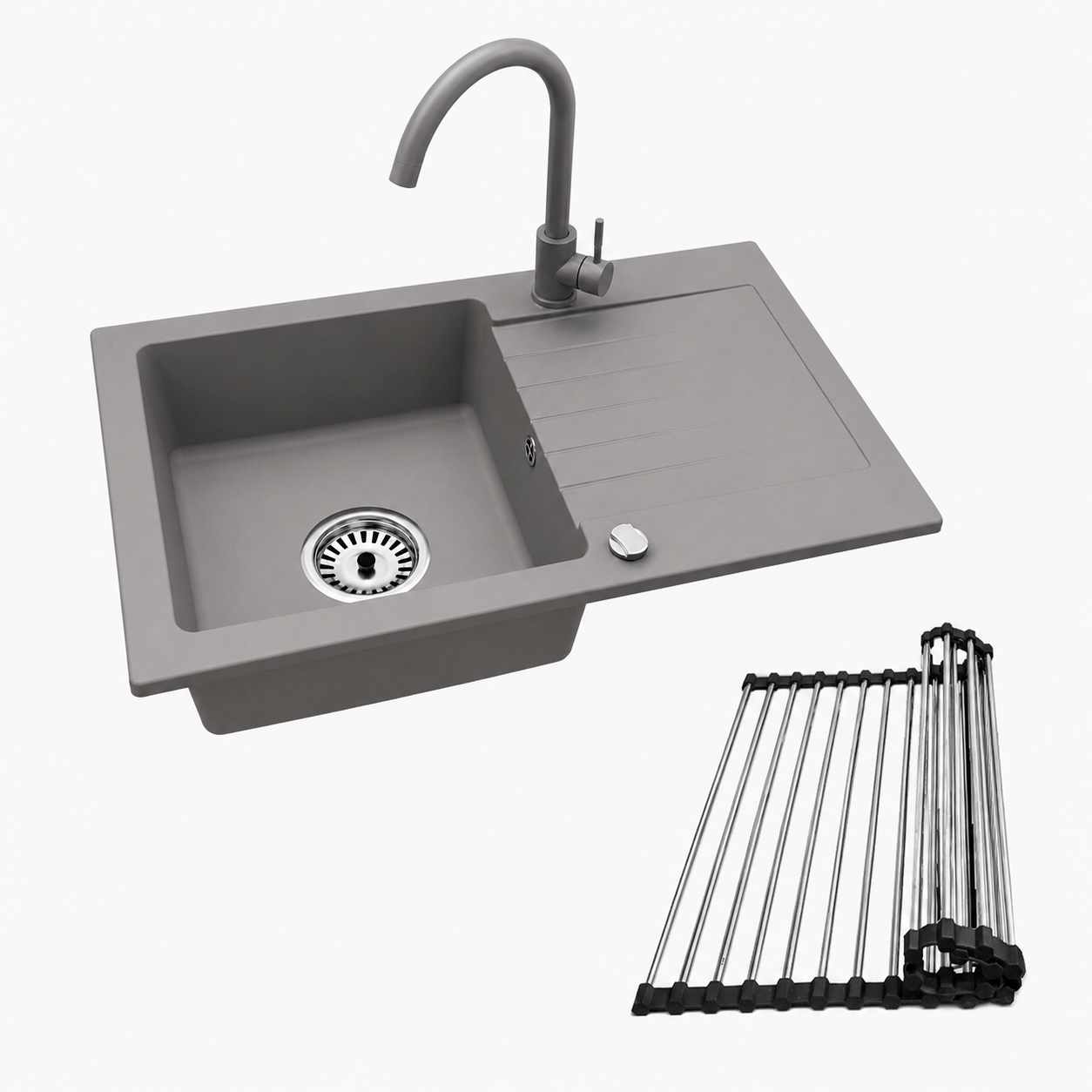 Faizee Home Alisha Granitspüle Set mit passender Armatur & Zubehör-Auswahl