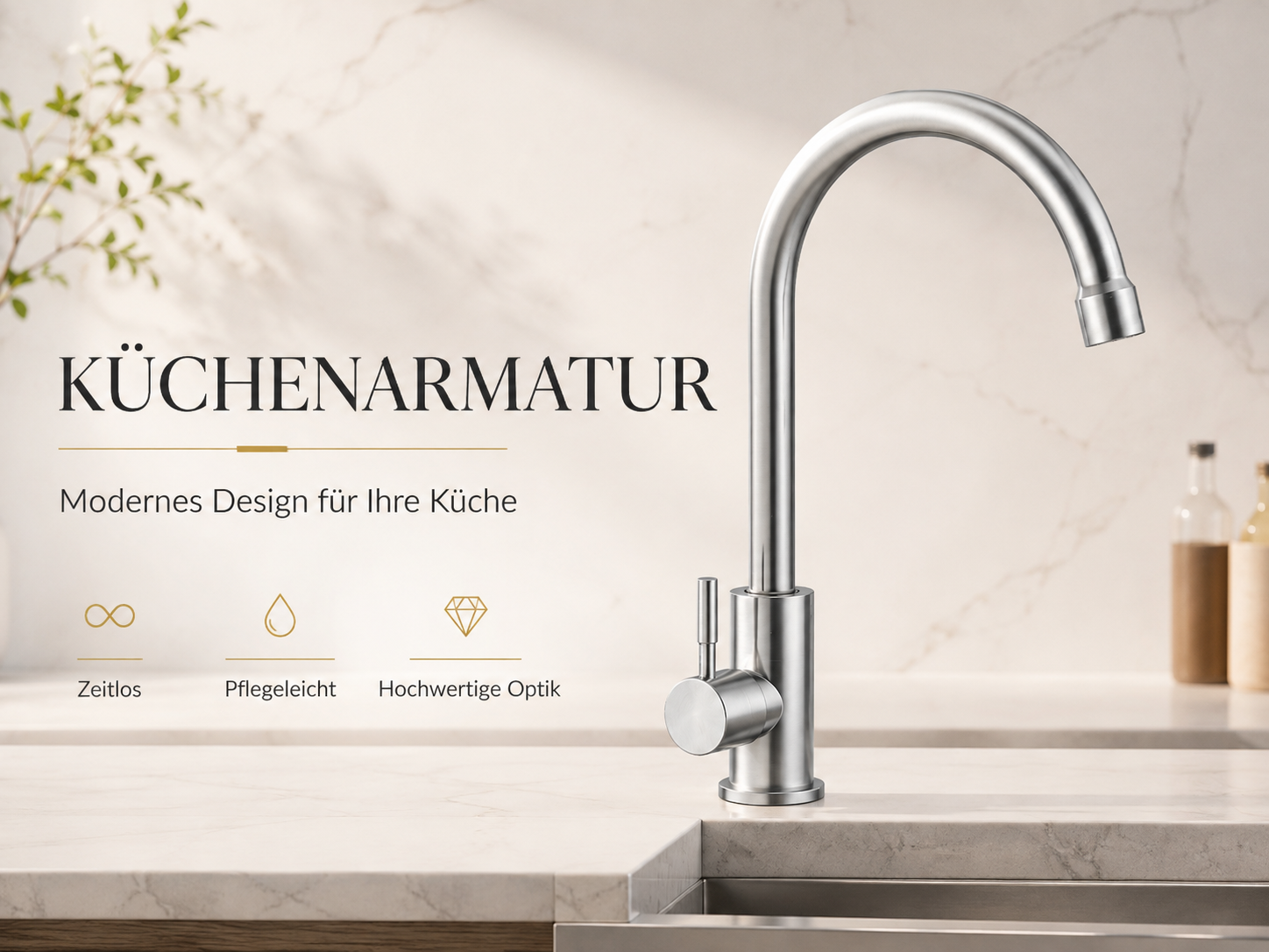Aqua Cool Küchenarmatur – Hochwertiger Wasserhahn aus Messing mit Zugbrause & Keramikkartusche