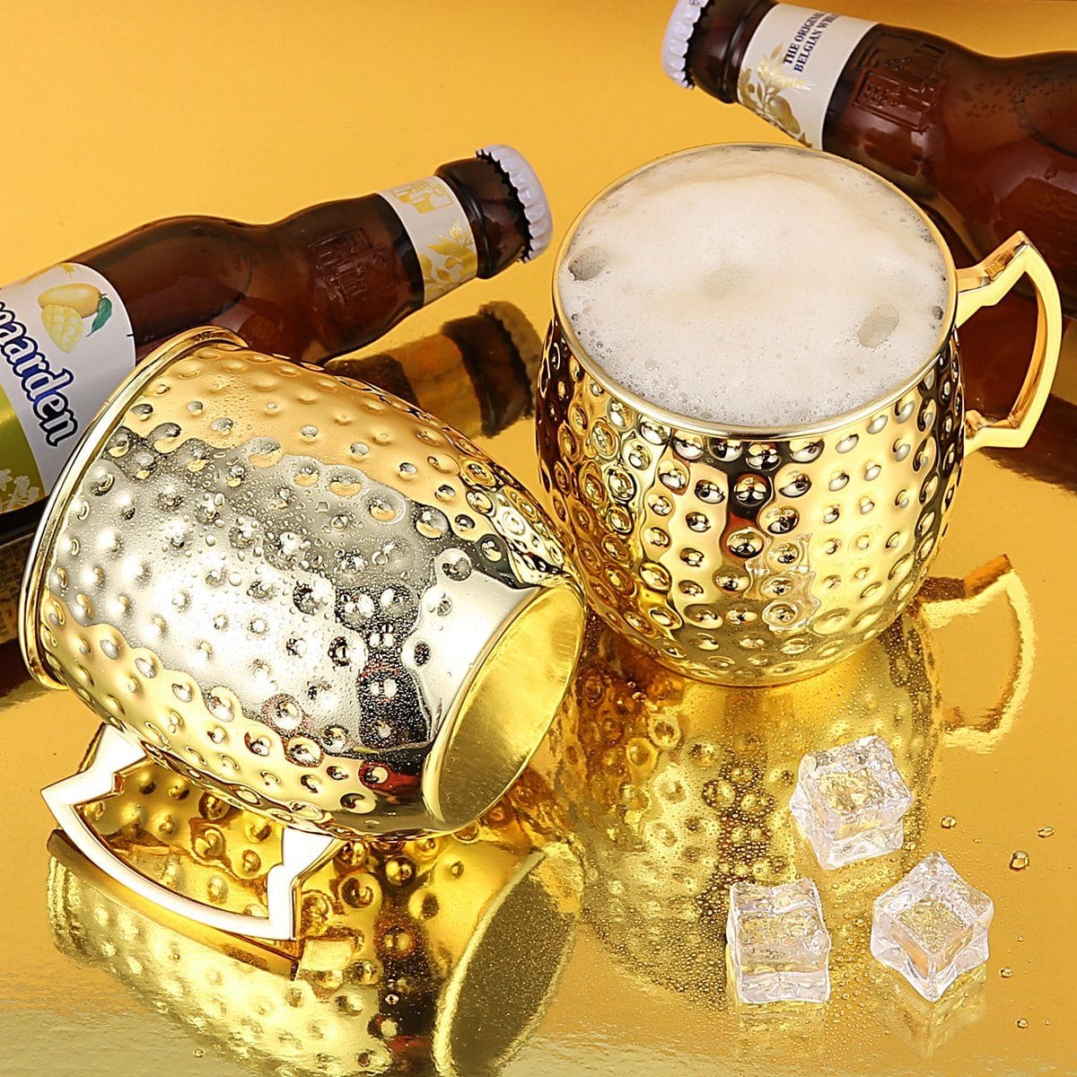 Faizee Home Moscow Mule Becher 530 ml – Gehämmerte Optik – Edelstahl innen –