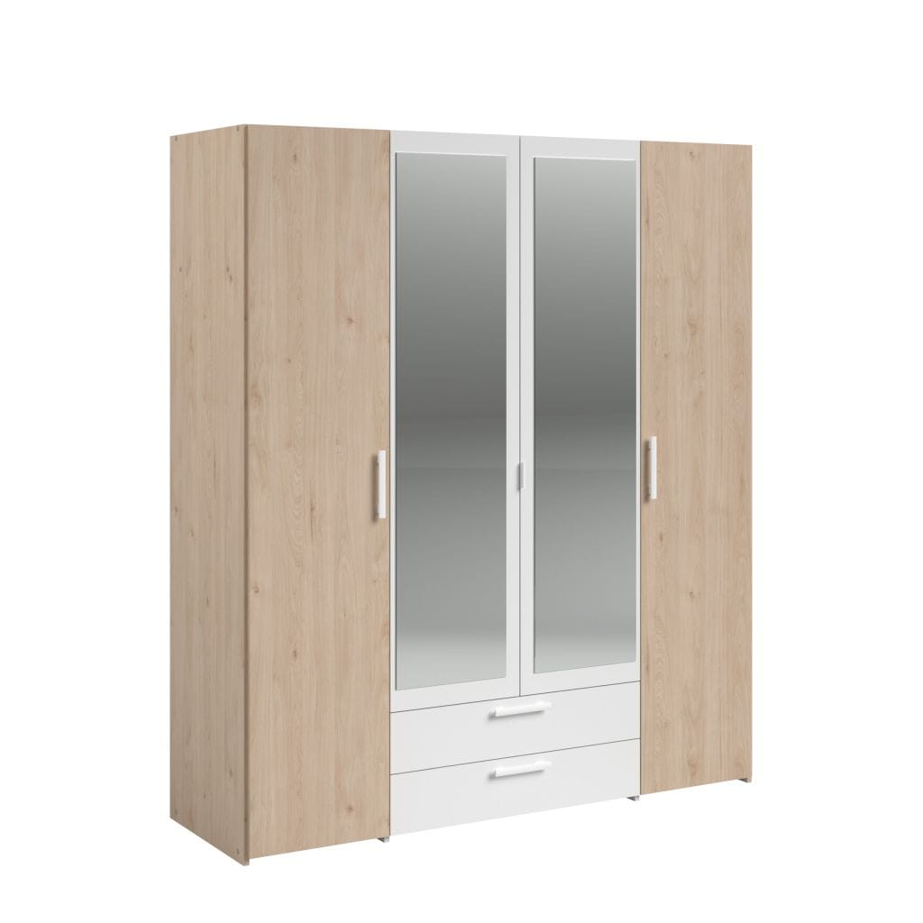 Parisot Daily 23 Kleiderschrank 4-türig mit Spiegel & Schubkästen