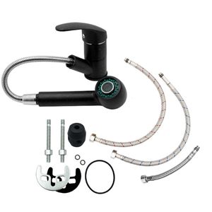 Faizee Home Küchenarmatur mit ausziehbarer Brause – 360° drehbar – 2 Strahlarten – Massives Messing