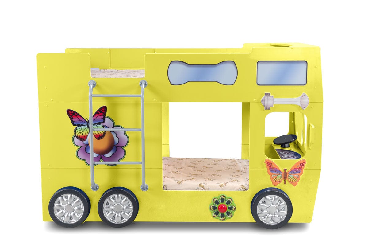 Happy Bus Kinderbett 90x190 cm – Kinderbett aus MDF in Blau, Grün, Rot oder Gelb