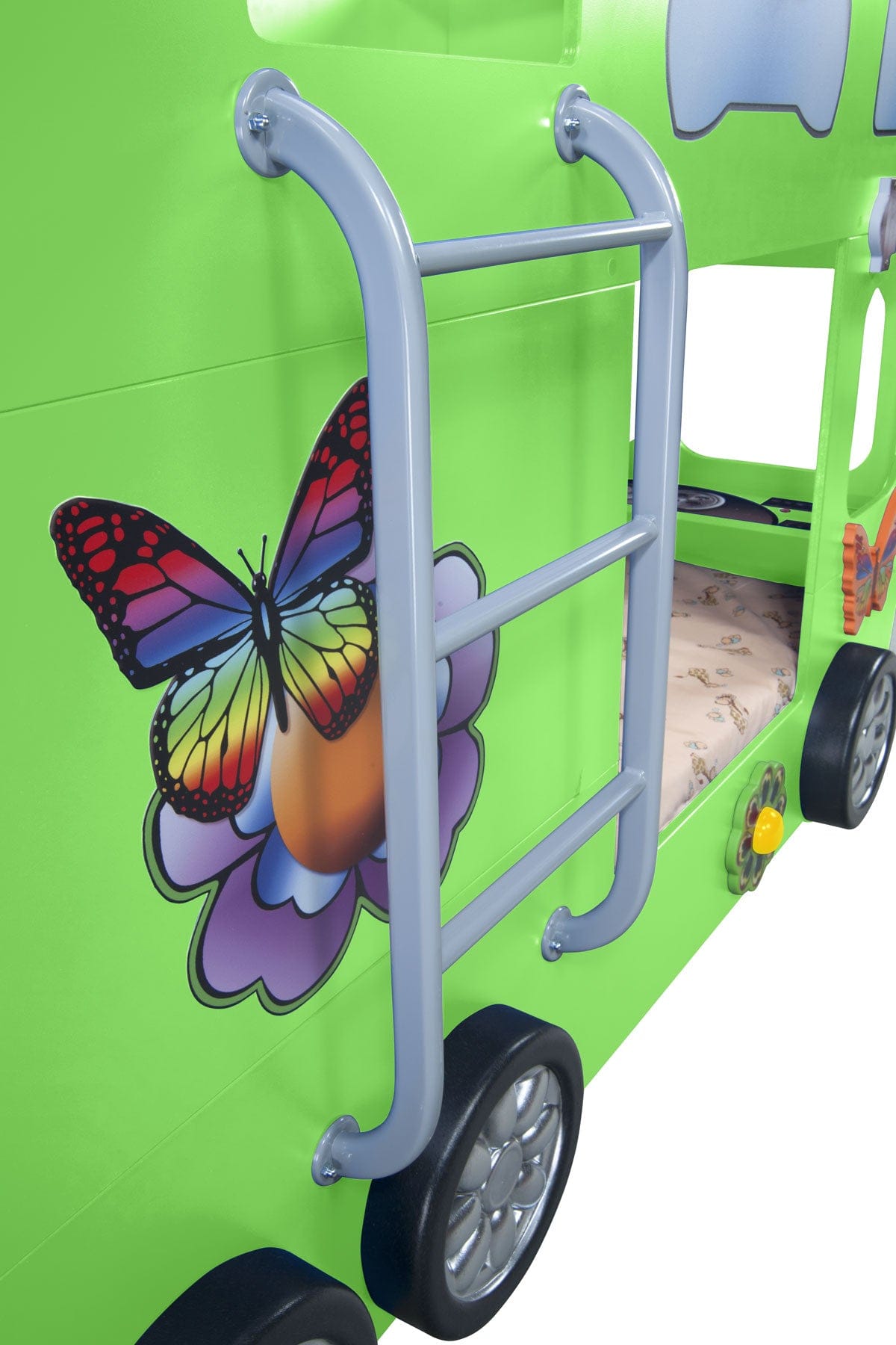 Happy Bus Kinderbett 90x190 cm – Kinderbett aus MDF in Blau, Grün, Rot oder Gelb