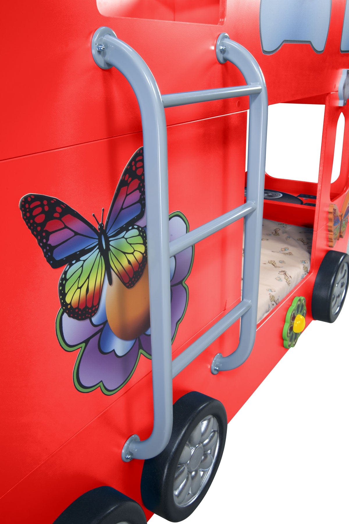 Happy Bus Kinderbett 90x190 cm – Kinderbett aus MDF in Blau, Grün, Rot oder Gelb