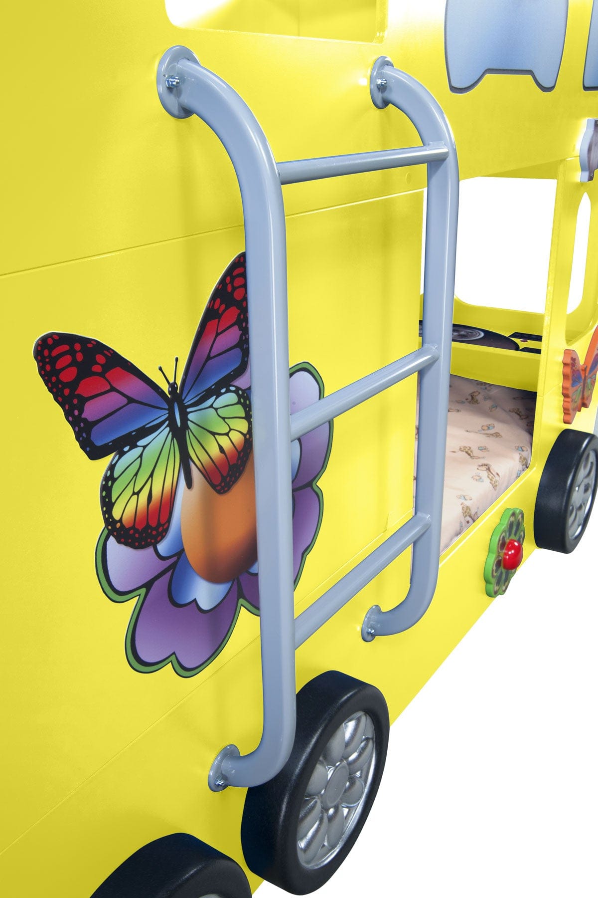 Happy Bus Kinderbett 90x190 cm – Kinderbett aus MDF in Blau, Grün, Rot oder Gelb
