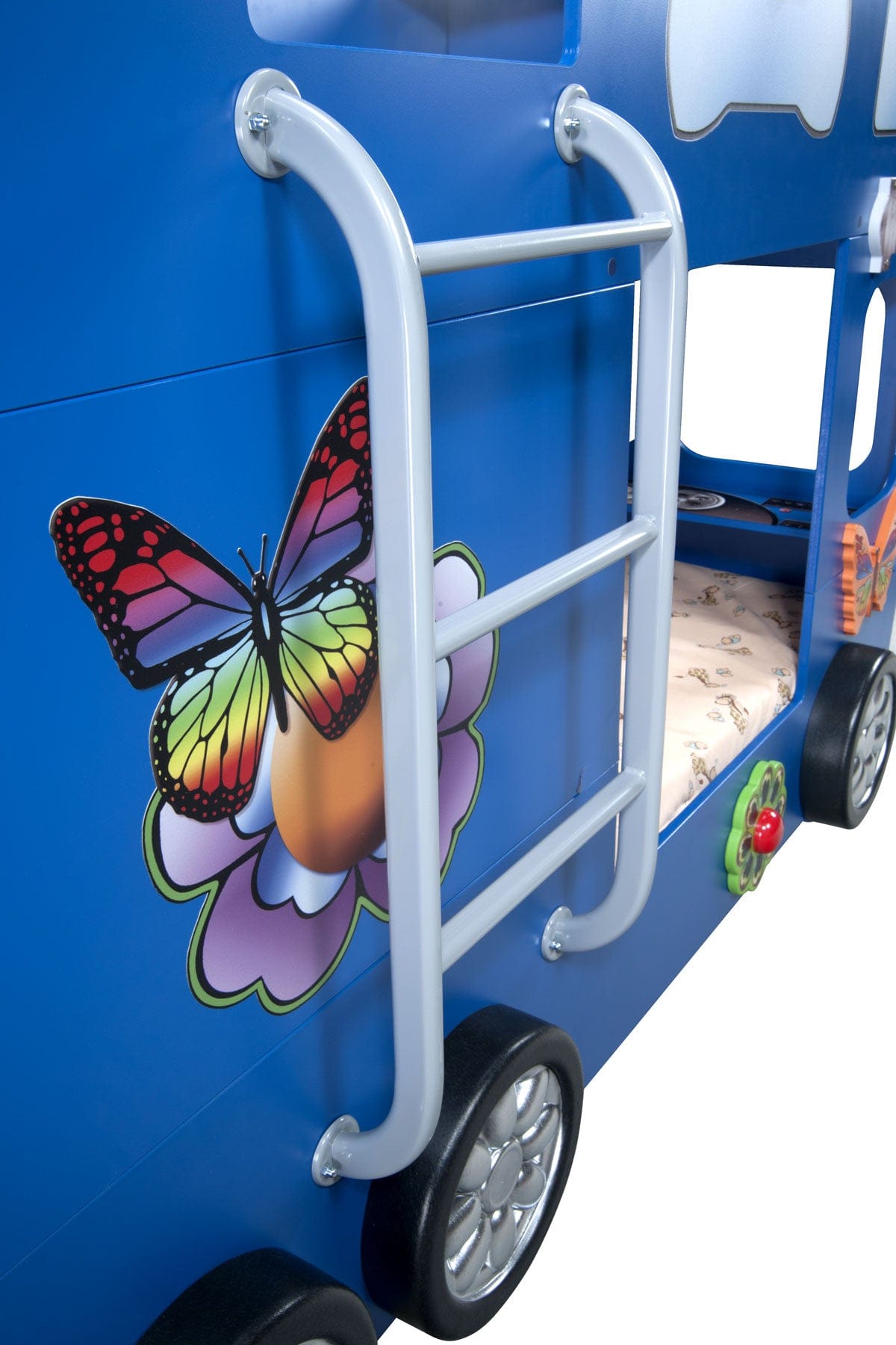 Happy Bus Kinderbett 90x190 cm – Kinderbett aus MDF in Blau, Grün, Rot oder Gelb