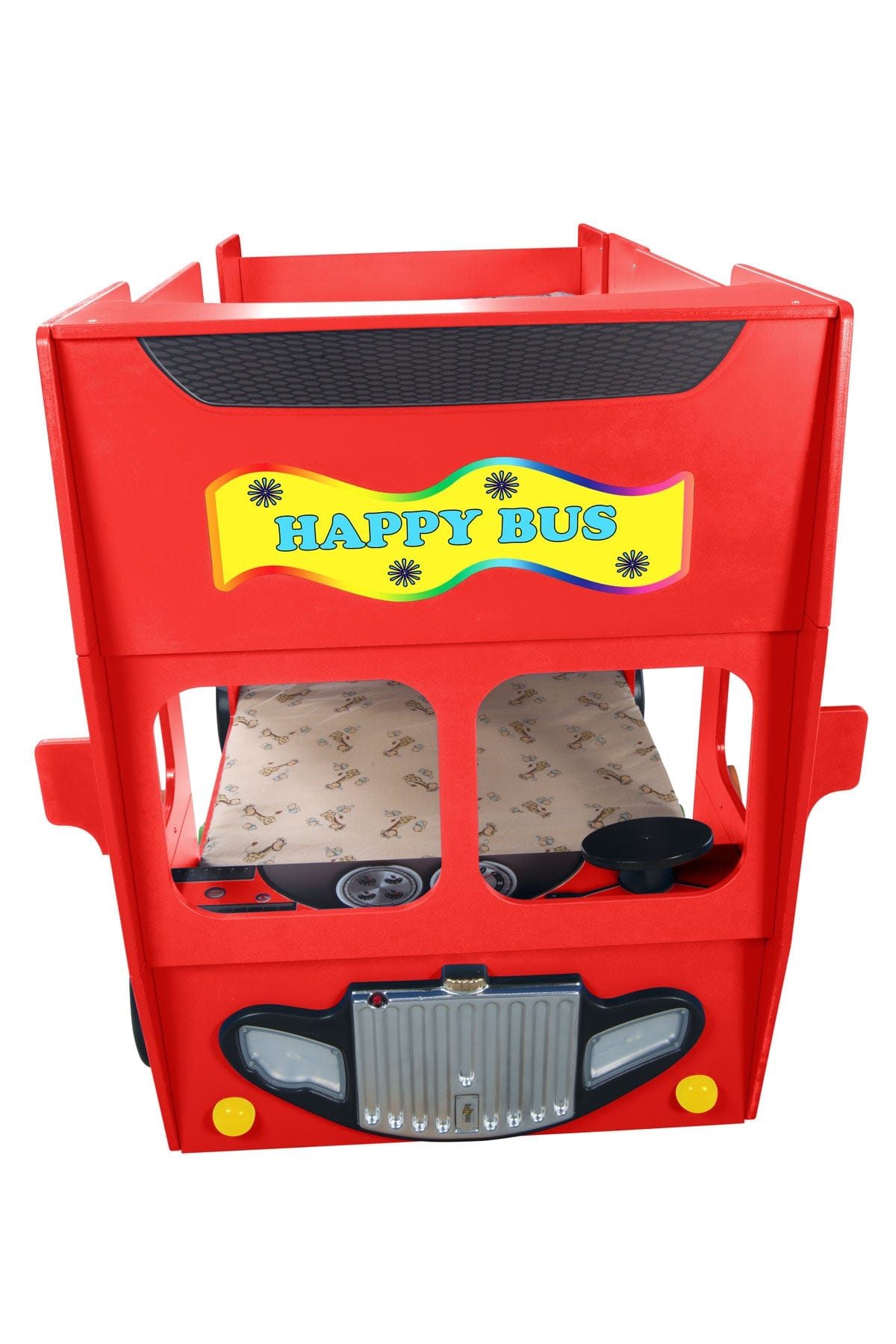 Happy Bus Kinderbett 90x190 cm – Kinderbett aus MDF in Blau, Grün, Rot oder Gelb