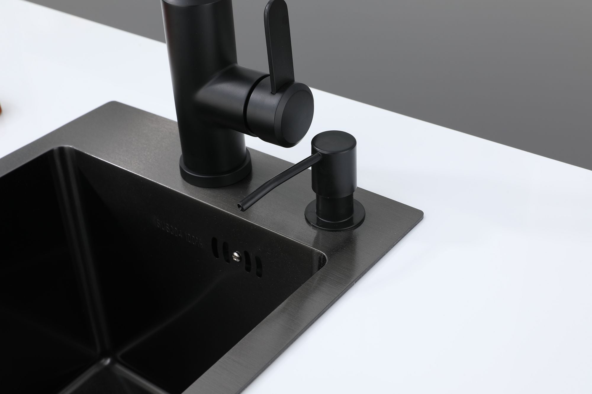 Faizee Home Edelstahlspüle Schwarz SUS304 mit Armatur Auswahl