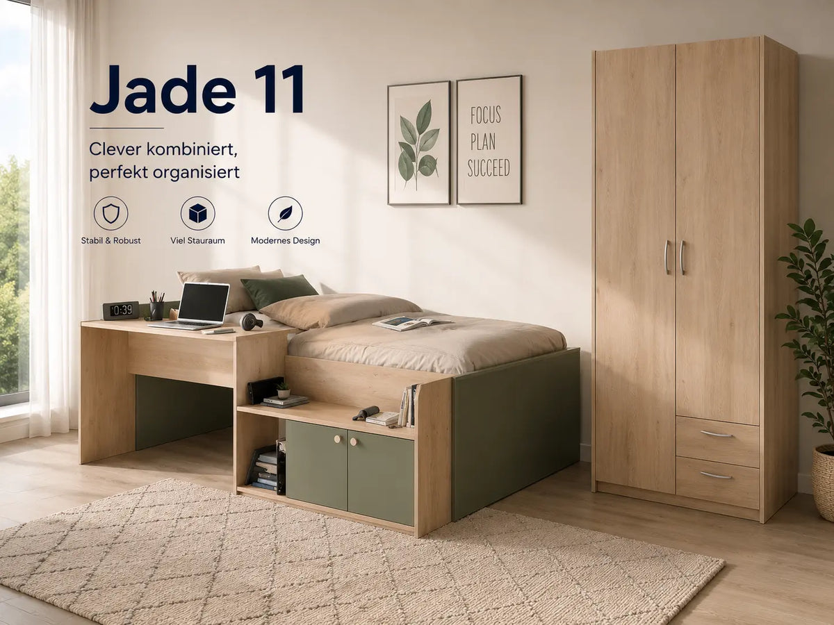 Parisot Jade 11 Jugendzimmer-Set 2-tlg. mit Hochbett & Kleiderschrank