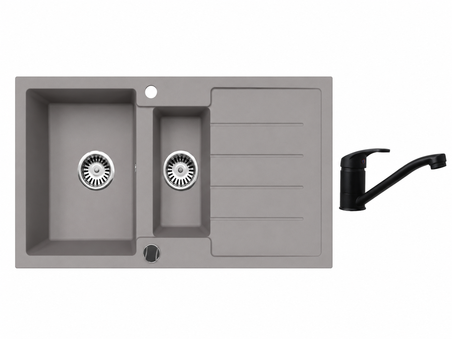 Faizee Home Granitspüle 100 × 50 cm mit 1,5 Becken – inkl. wählbarer Armatur & Siphon-Set