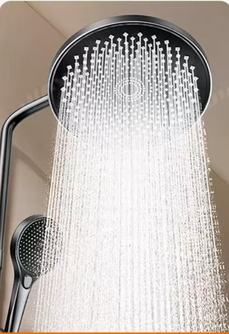 Faizee Home Duschsystem Schwarz – Regendusche mit Handbrause, höhenverstellbarer Duschstange & Einhebelmischer