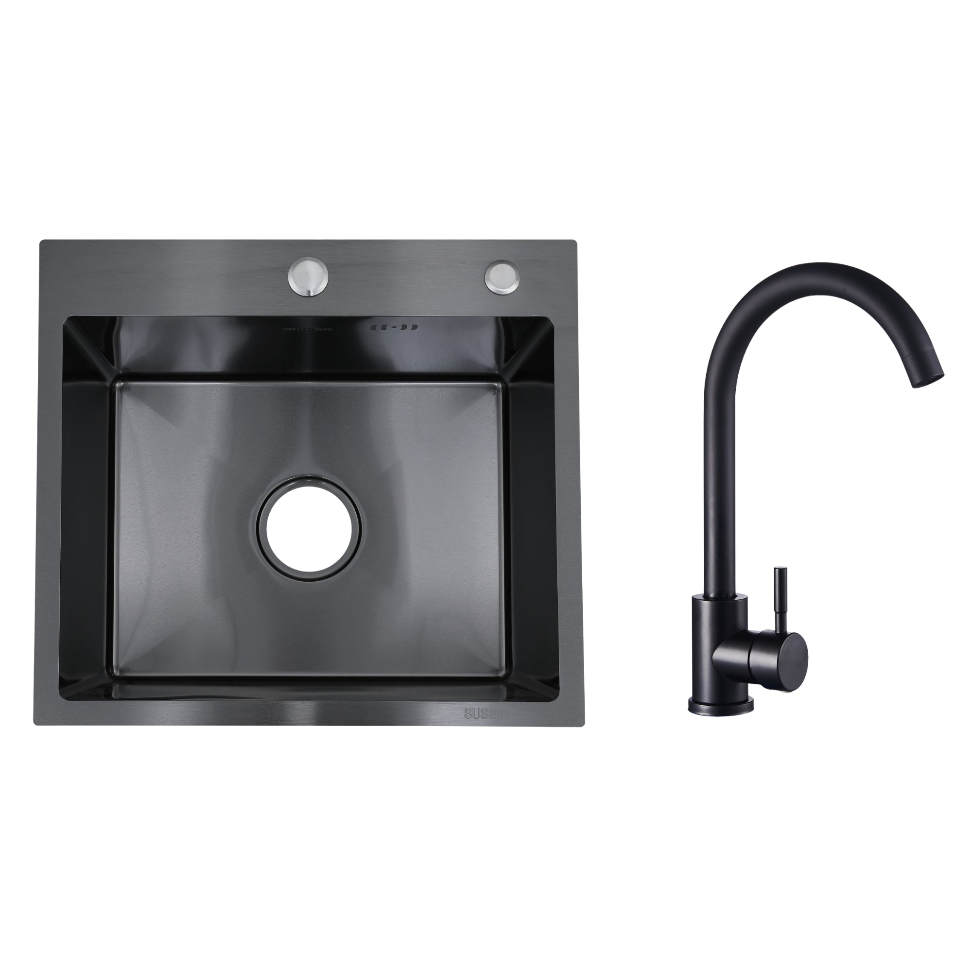 Faizee Home Edelstahlspüle Schwarz SUS304 mit Armatur Auswahl
