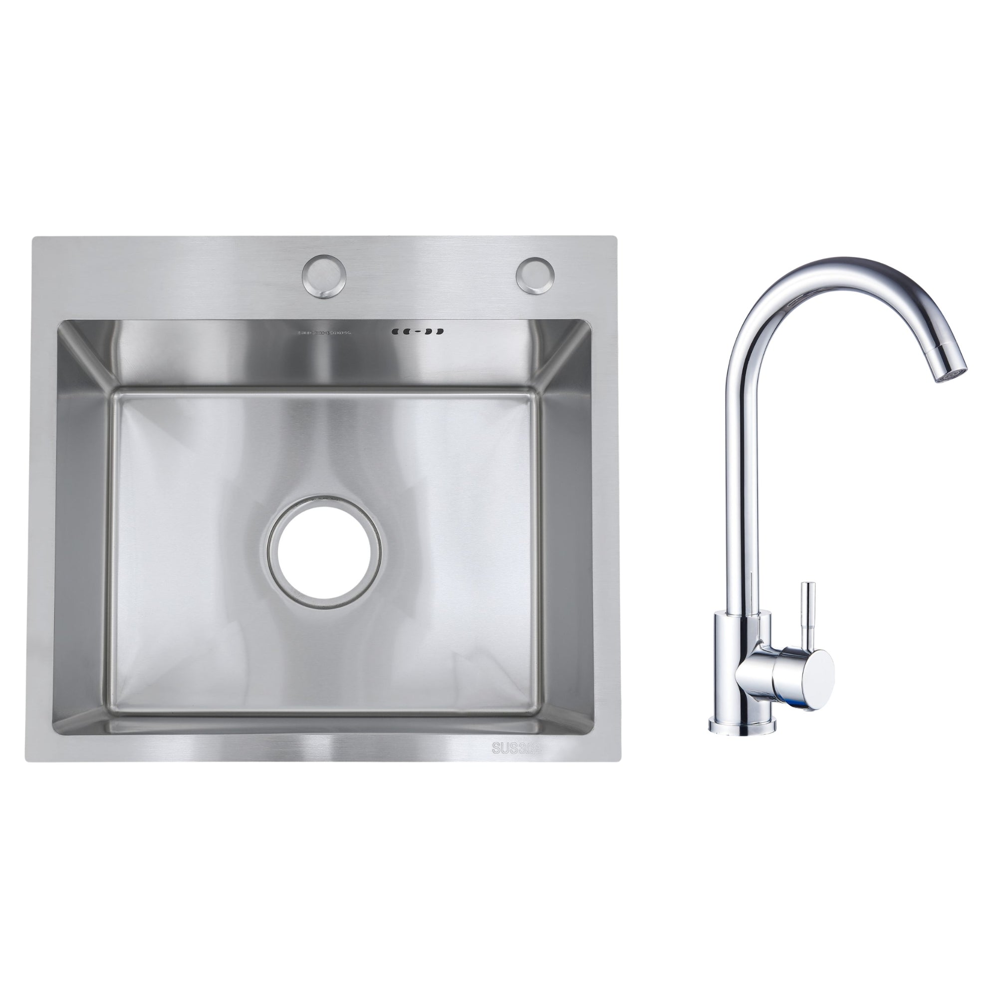 Faizee Home Future Serie Edelstahlspüle Silber mit Spülkorb, Seifenspender & Armaturenauswahl